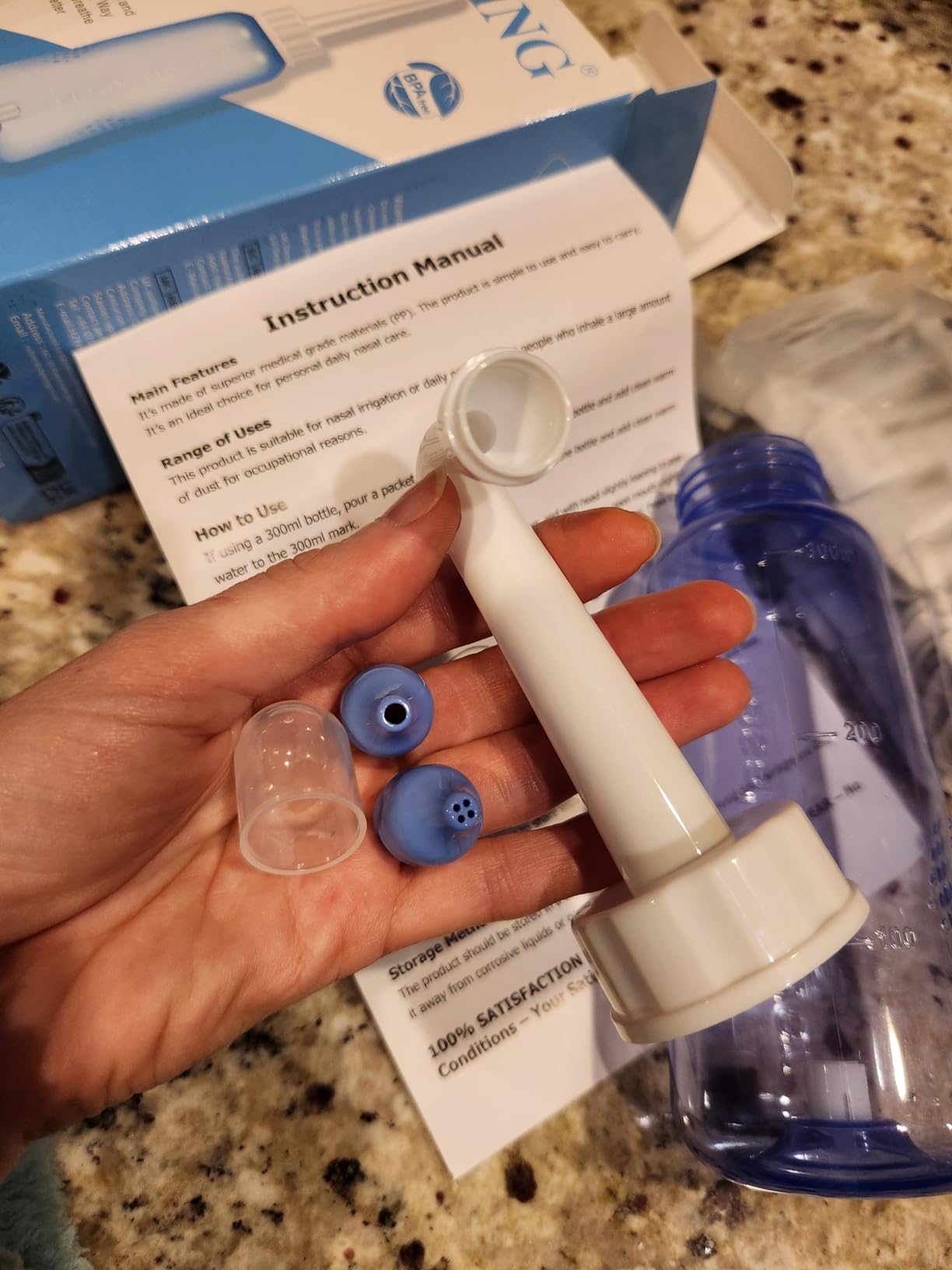 Sinus Rinse Kit with 40 Salt Packs - Neti Pots - Nasal Irrigation - BPA Free - Nasal Rinse Bottle for Sinus and Allergy Relief - Nose Wash customer photo 1