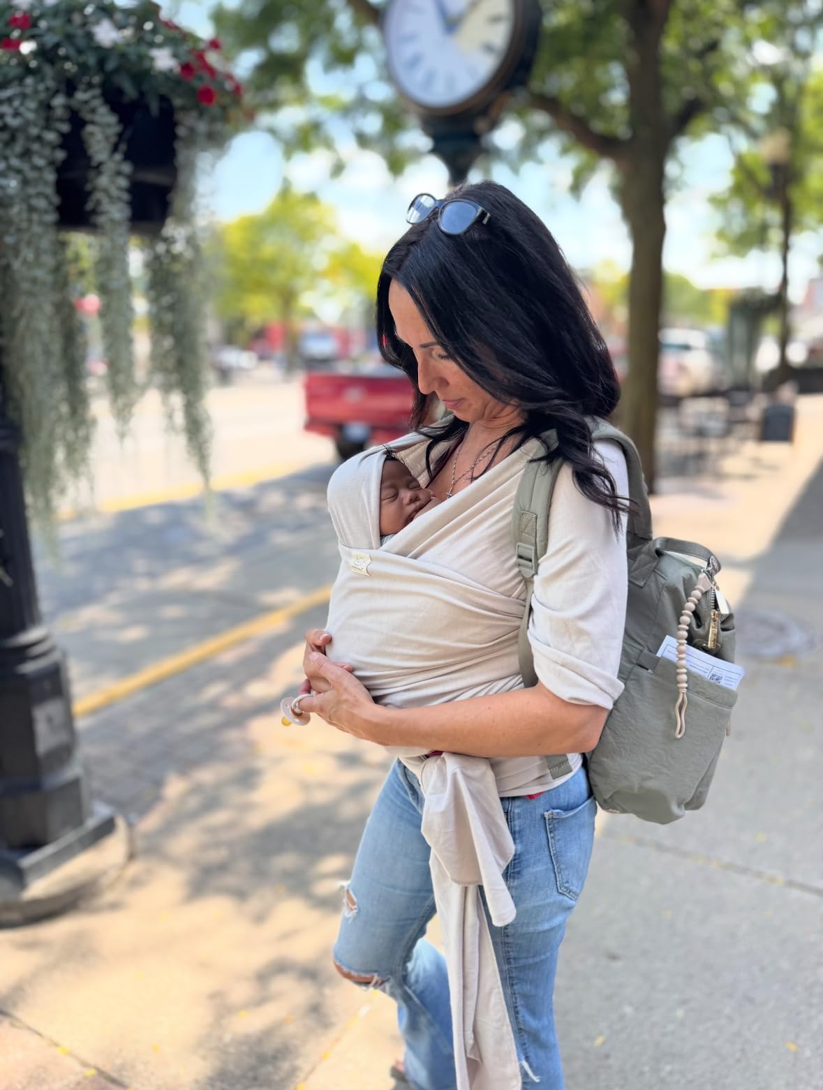KeaBabies Baby Wrap Carrier - All in 1 Original Baby Carrier Newborn to Toddler Sling, Easy to Wear, Hands Free Bonding, Lightweight, Breathable Infant Wraps (Trendy Black) customer photo 2