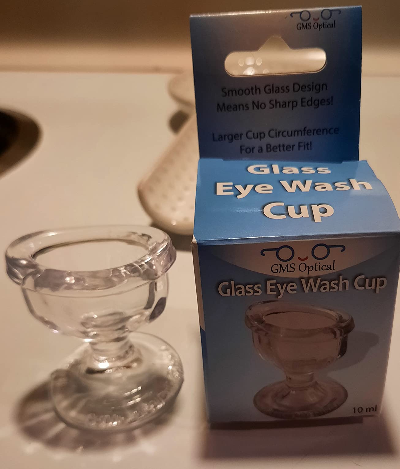 GMS Optical Glass Eye Wash Cup - Soothing Relief from Allergens, Irritants, Makeup, Dust, Dry Eyes and More - Use With Distilled Water or Saline (10 mL Volume) customer photo 1