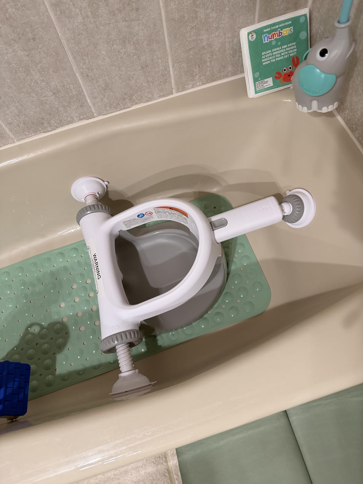 Ingenuity My Bath Seat for Sit-Up Baby Bathing, Sure & Secure Suction Cups, ASTM Safety Tested & Approved, Backrest for Assisted Sitting, Easy Setup & Storage, Aqua customer photo 2