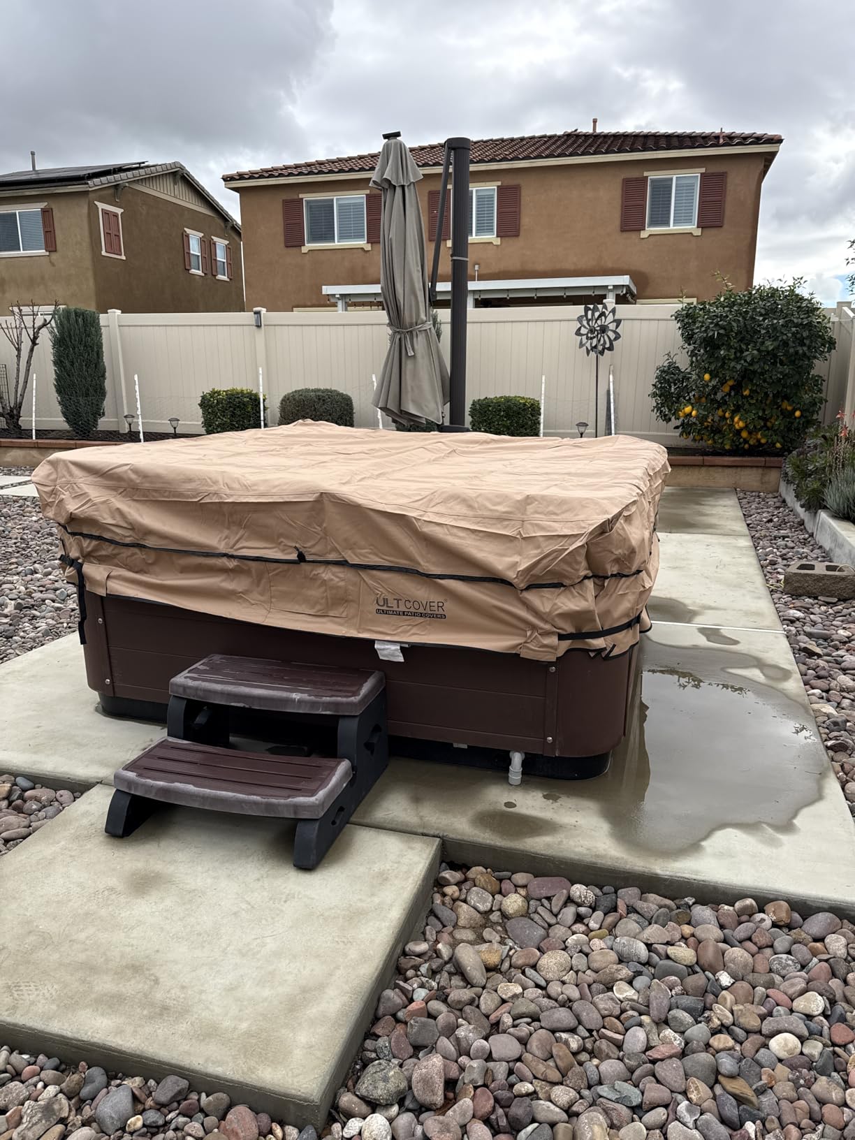 ULTCOVER Waterproof 600D Polyester Square Hot Tub Cover Outdoor SPA Covers 85 x 85 inch customer photo 2