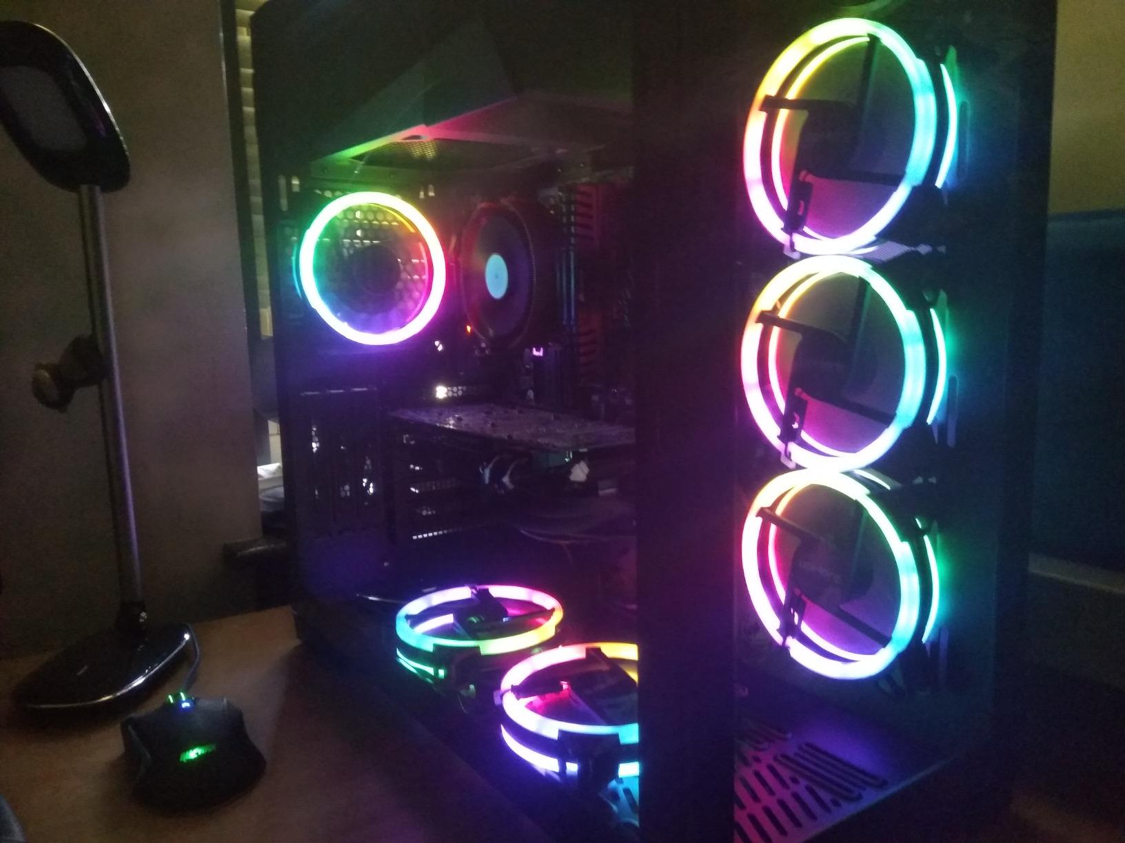 upHere 120mm RGB Case Fan Fan,Quiet Edition High Airflow LED Case Fan for PC Cases-3 Pack,RGB123-3 customer photo 1