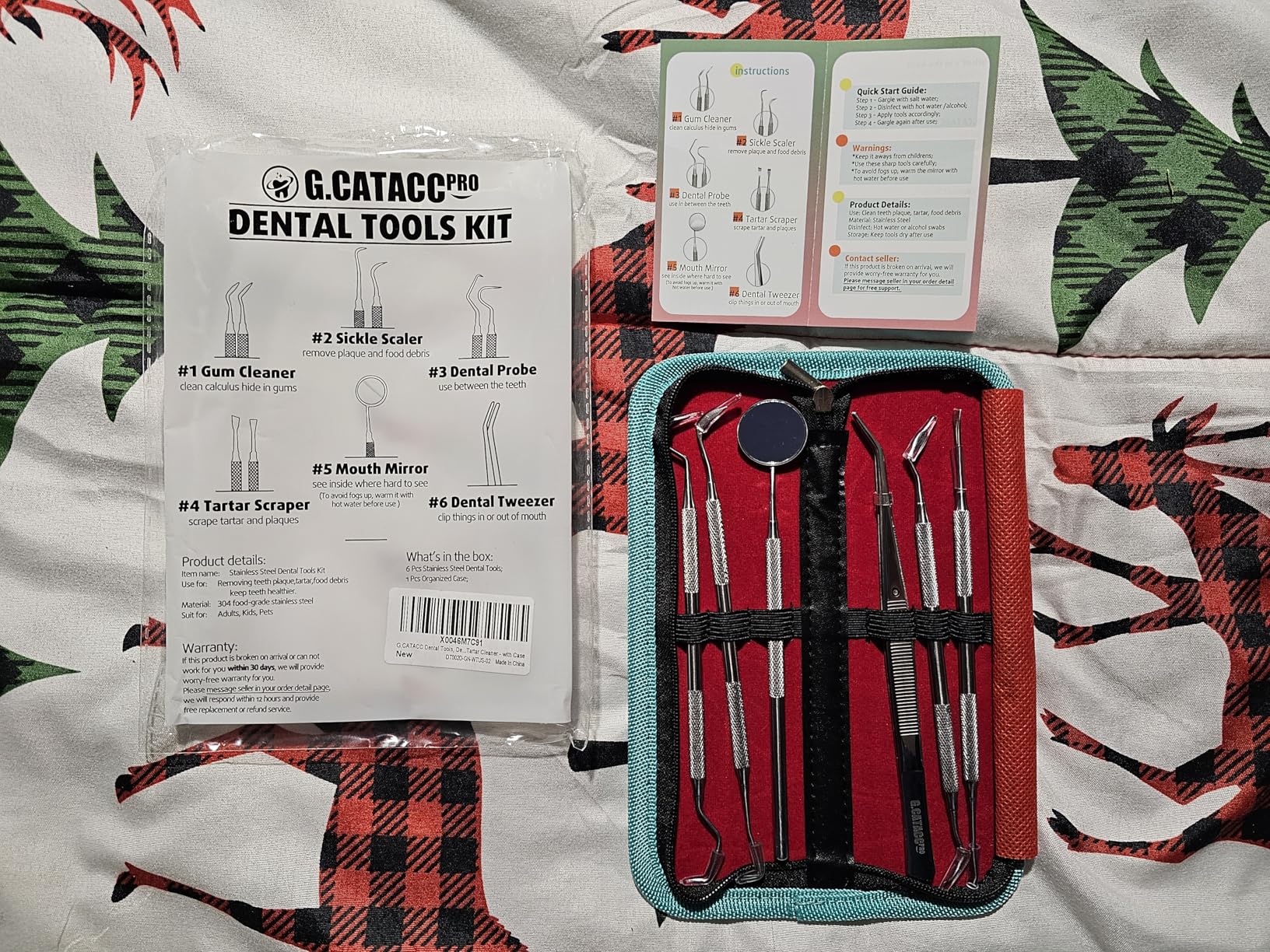 G.CATACC Dental Tools, Dental Pick Teeth Cleaning Tools Hygiene Kit, Plaque Remover for Teeth, Professional Stainless Steel Tooth Scraper Plaque Tartar Cleaner - with Case customer photo 2