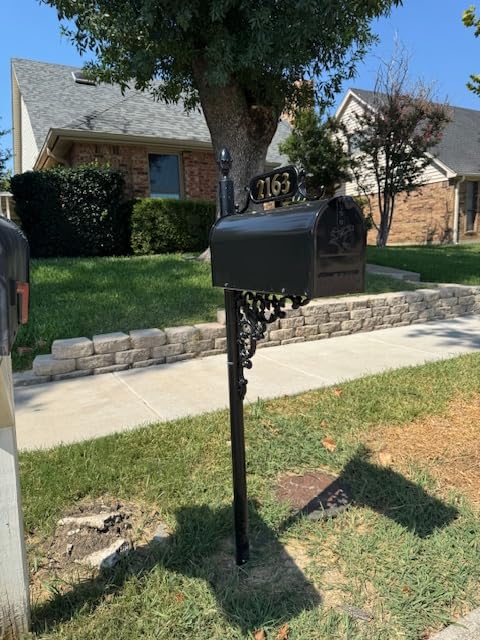 ADDRESSES OF DISTINCTION Oak Mailbox & Post Kit - Black Mailbox System - Includes Address Plaque, Bracket & Mounting Hardware - Rust Resistant Metal Mailbox with Decorative Finial customer photo 1
