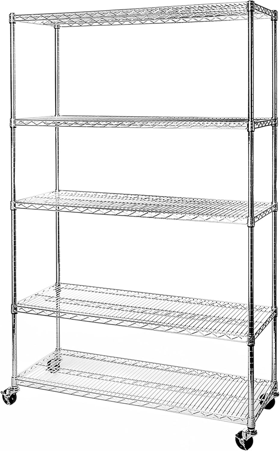 Seville Classics UltraDurable Heavy Duty NSF Solid Steel Wire Rack Storage Unit Organizer for Garage, Warehouse, Office, Restaurant, Classroom, Kitchen, 5-Tier Shelving, 48