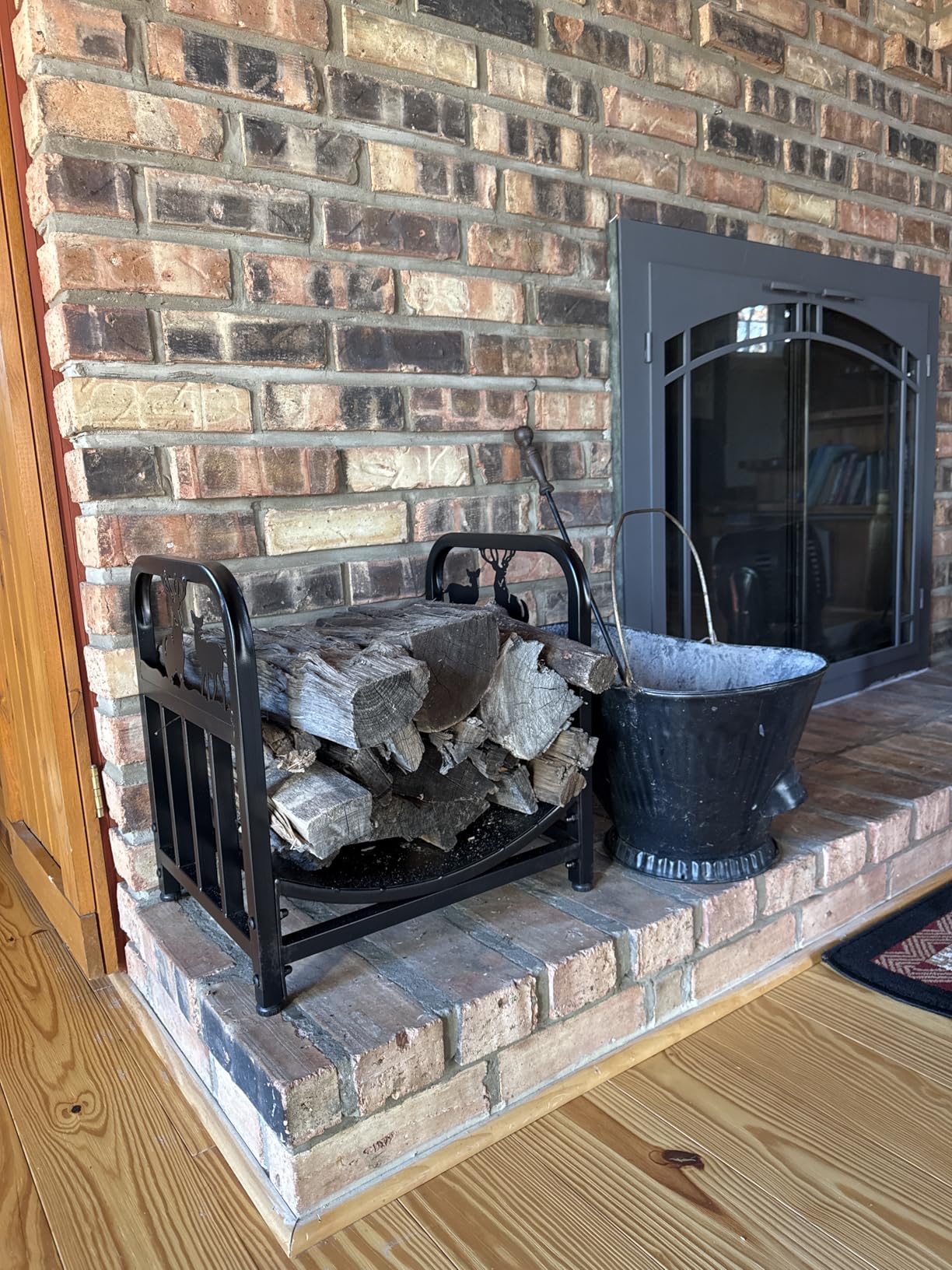 INNO STAGE Firewood Log Rack, Iron Wood Lumber Storage Holder for Fireplace, Heavy Duty Log Storage Bin for Firepit Stove Accessories Indoor - Perfect Construction - No Any Screw to Install customer photo 2