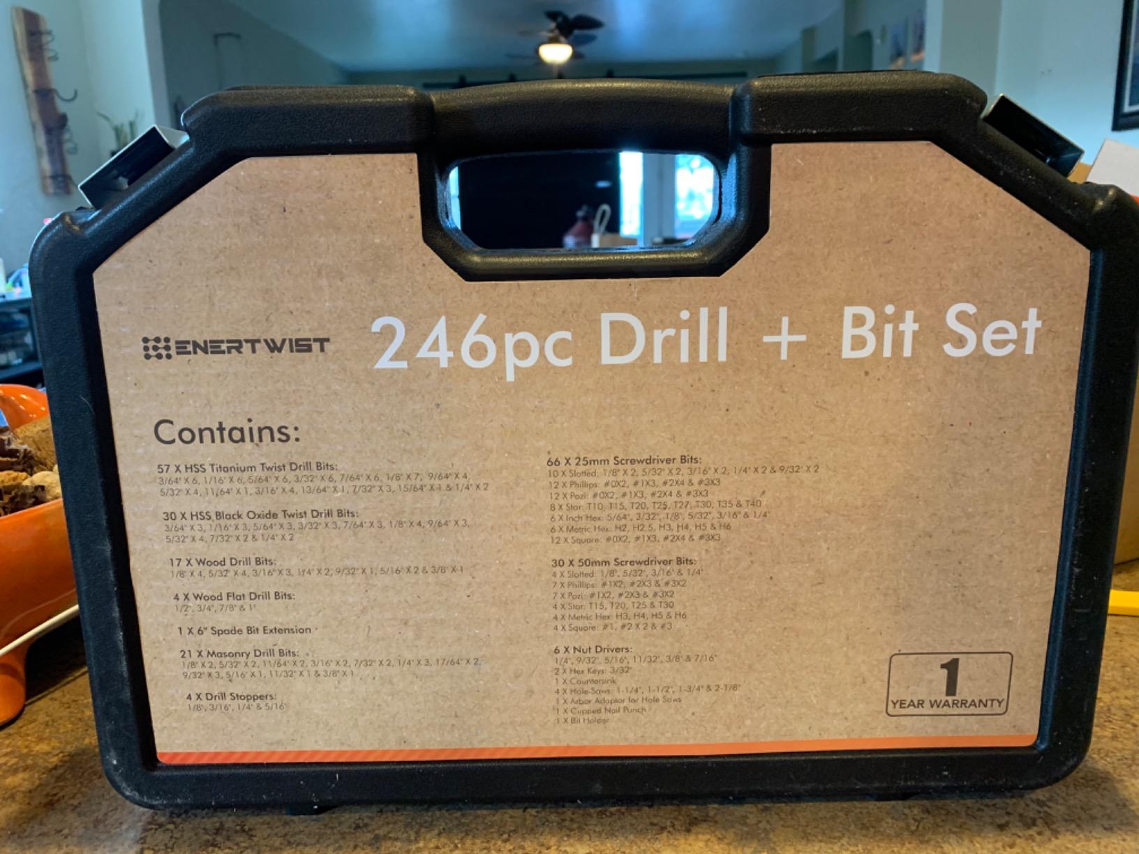 EnerTwist Drill Bit Set, 246-Pieces Drill Bits and Driver Set for Wood Metal Cement Drilling and Screw Driving, Full Combo Kit Assorted in Plastic Carrying Case, ET-DBA-246 customer photo 2