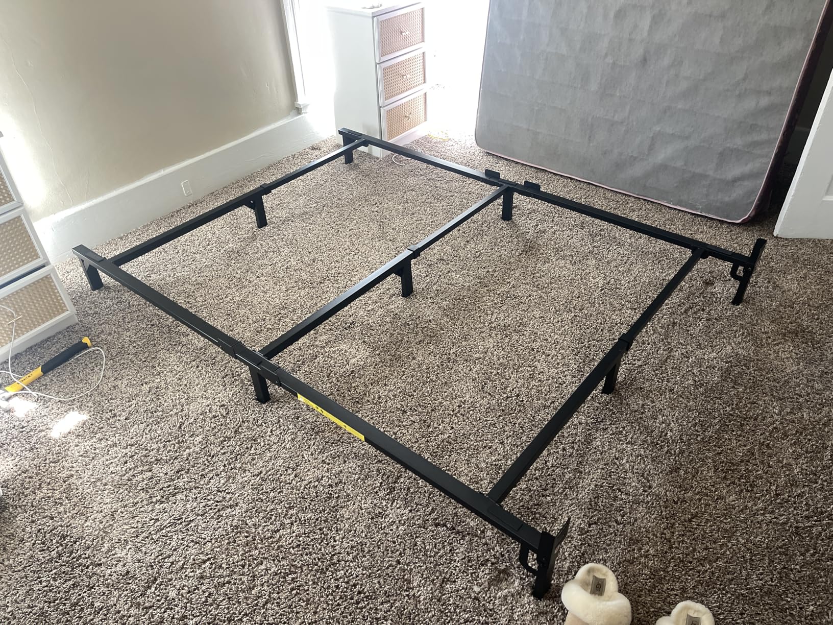 Amazon Basics Metal Bed Frame, 9-Leg Support Base for Box Spring and Mattress, Queen Size, Tool-Free Easy Assembly, 79.5