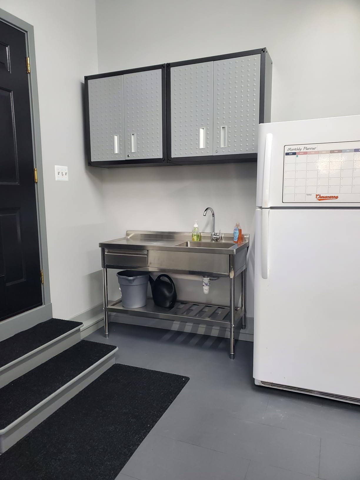 Manhattan Comfort Fortress Floating Garage Storage Cabinet with Adjustable Shelves and Lock, Recessed Handles, Metal Wall Mounted Lockable Utility Cabinet, Steel Garage Storage in Black and Grey customer photo 2