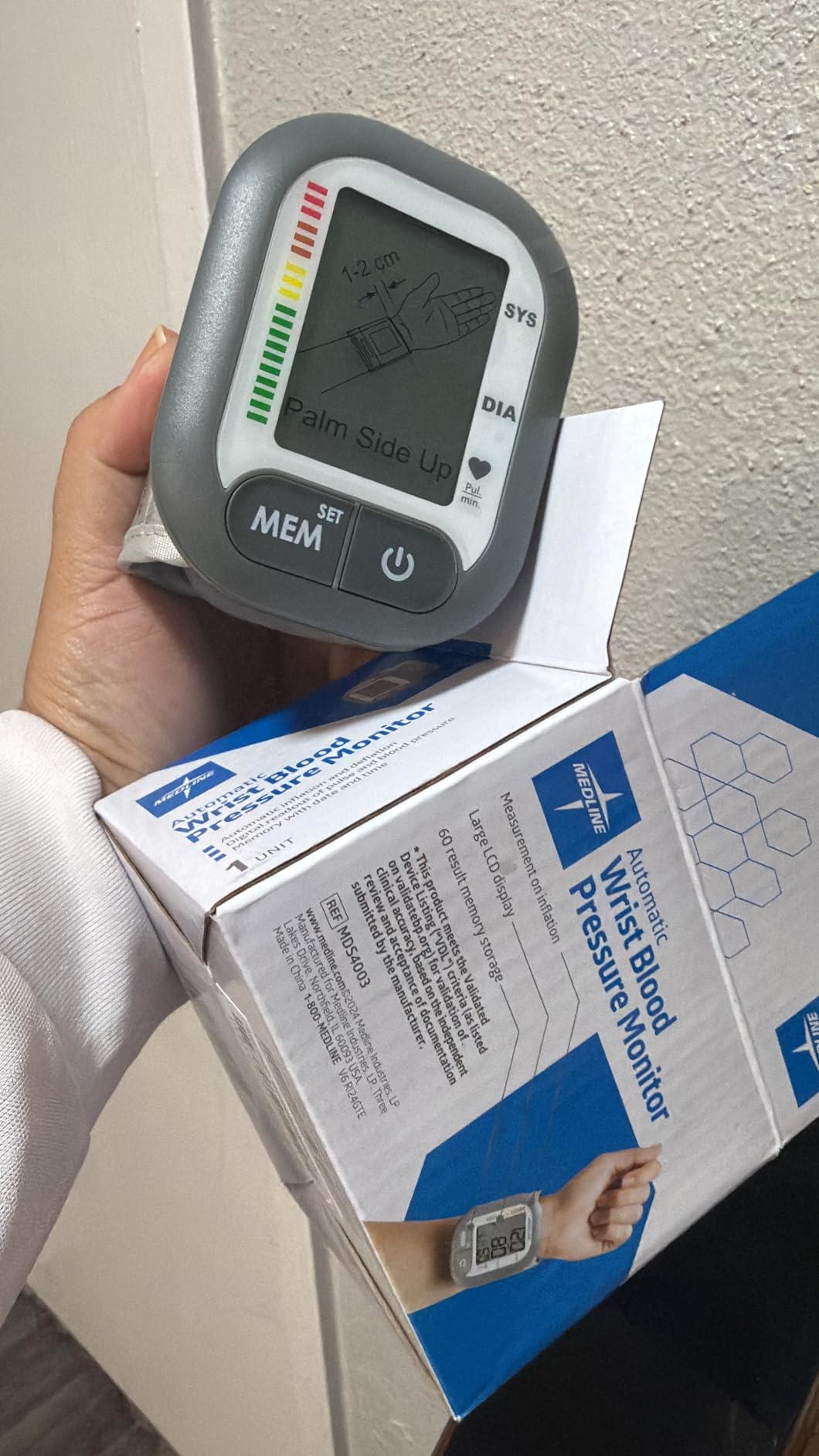Medline Digital Wrist Blood Pressure Monitor, Wearable, Digital LCD Display, Stores Up To 60 Readings, Batteries Included customer photo 2