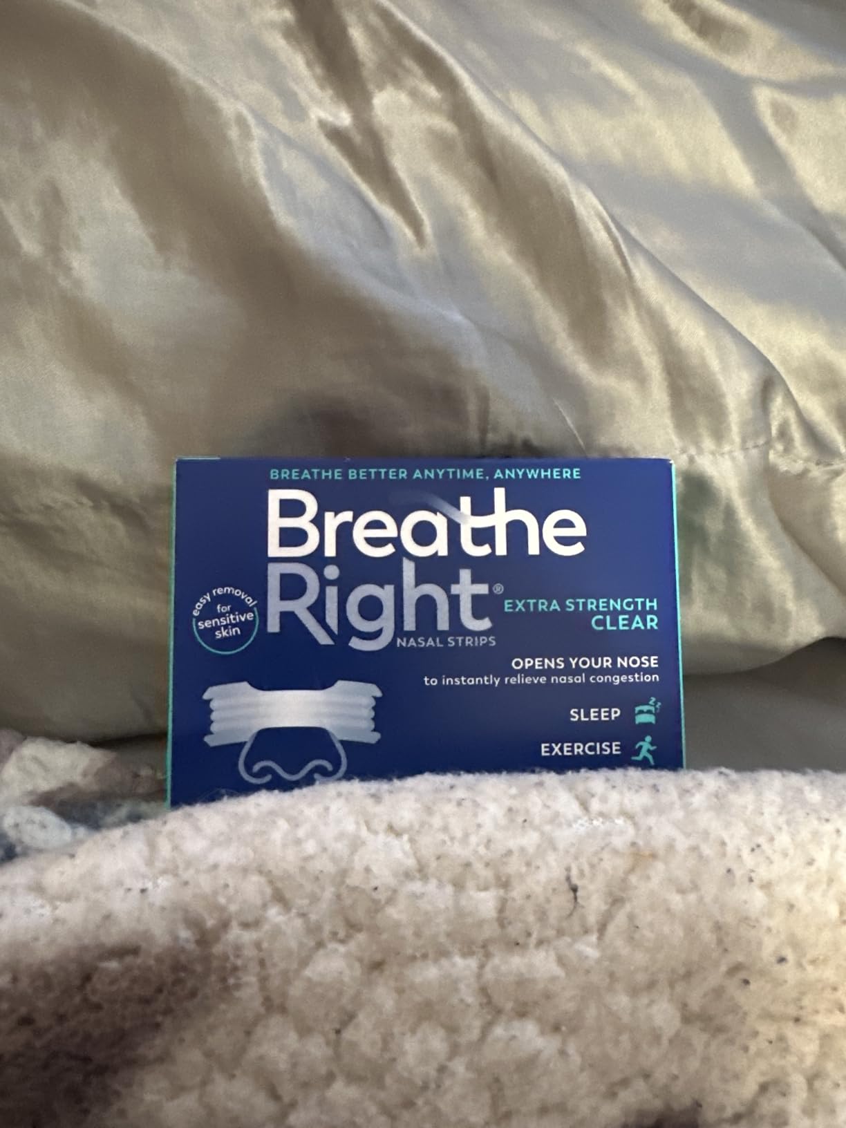 Breathe Right Nasal Strips, Extra Strength Clear Nose Strips, Drug Free Nasal Congestion Relief for Better Breathing, Help Relieve Snoring, Caused by Colds & Allergies, Deviated Septum, 44ct customer photo 1