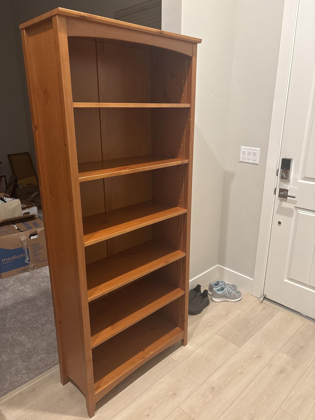 Camaflexi Shaker Style 6 Shelf Bookcase / Solid Wood / 72 inch Tall / Adjustable Shelving / Closed Back / Display Bookshelf for Living Room, Bedroom, Home and Office, Cherry customer photo 1