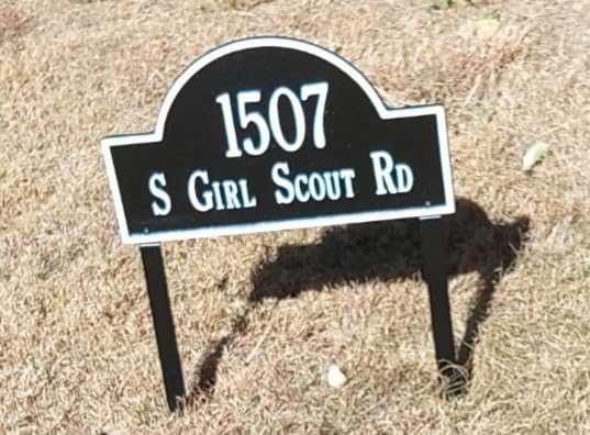 Personalized Cast Metal Address plaque - LAWN MOUNTED Arch Plaque. Made in the USA. BEWARE OF IMPORT IMITATIONS. Display your address and street name. Custom house number sign. customer photo 1