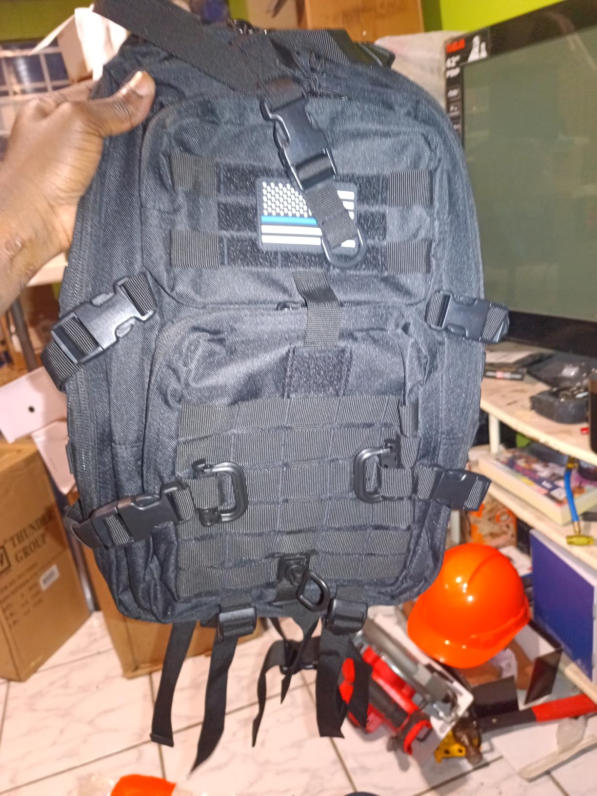 MOLLE Assault Backpack, Tactical Backpack Military Army Camping Rucksack, 3-Day Pack Trip w/USA Flag Patch, D-Rings, Black customer photo 1