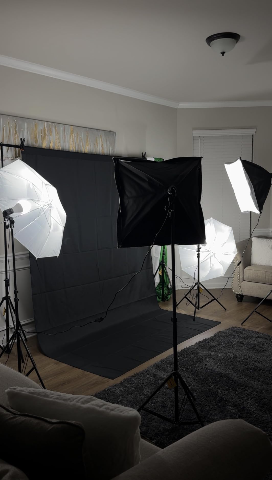 EMART 8.5 x 10 ft Backdrop Support System, Professional Photography Lighting Kit with 5500K 50W LED, 6 * 9ft Backdrop *3, Reflector, Umbrellas & Softbox Lighting Kit for Studio, Portrait, Video Shooting customer photo 2