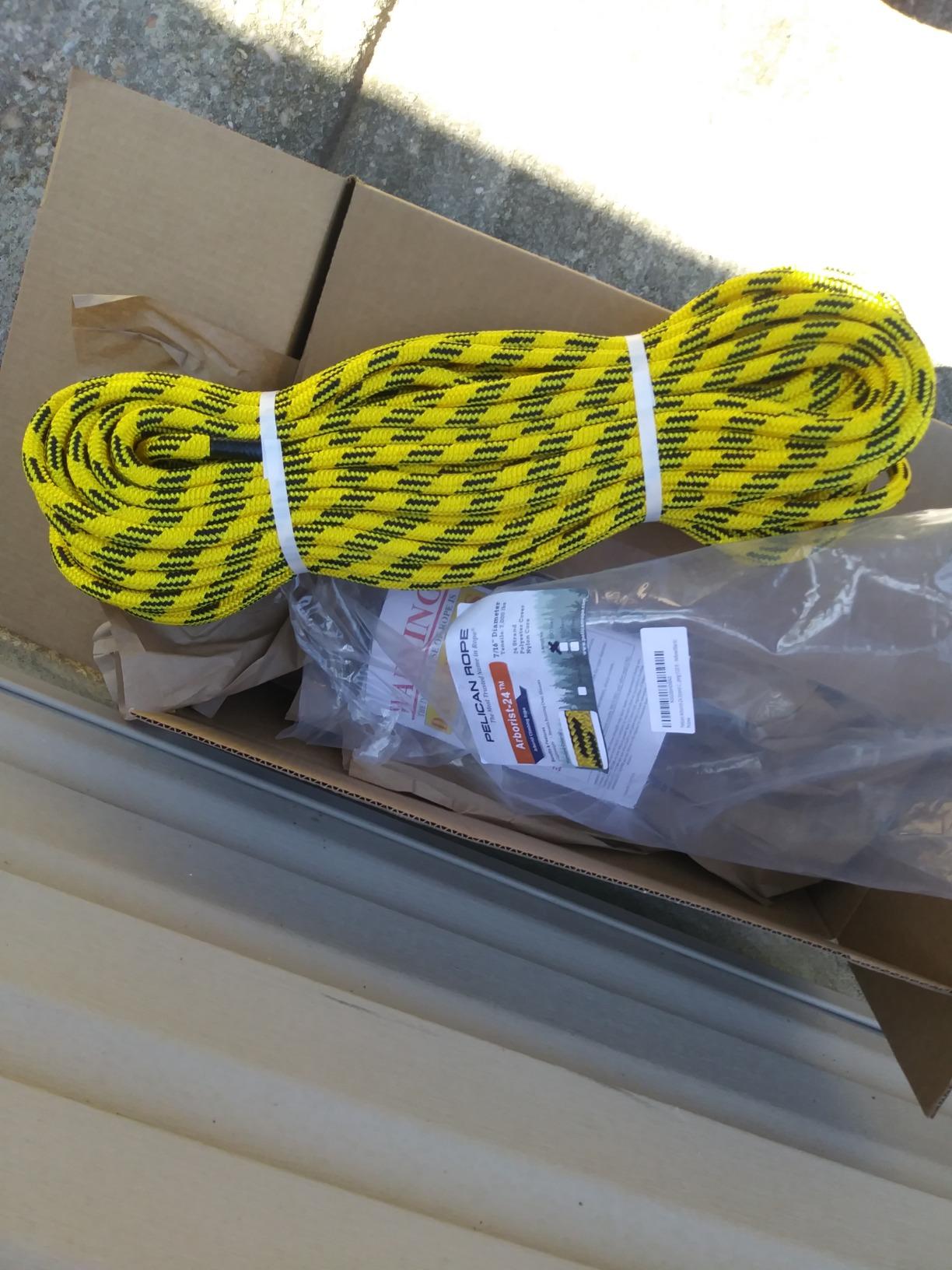 Pelican Rope 24-Strand 7/16 in (11 mm), USA Made Arborist Rope - 7,000 lb MBS - Static Climbing Rope - Lightweight - Arborist-24 - 120 Ft - Plain End - Yellow Black customer photo 1