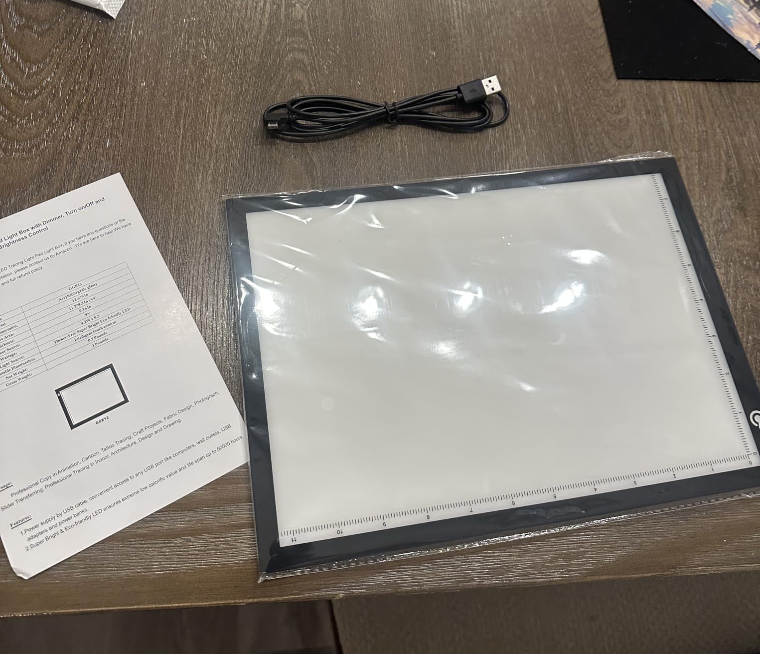 LitEnergy A4 LED Copy Board Light Tracing Box, Adjustable USB Power Artcraft LED Trace Light Pad for Tattoo Transferring, Drawing, Sketching, Animation, Stenciling, Diamond Art Painting Accessories customer photo 2