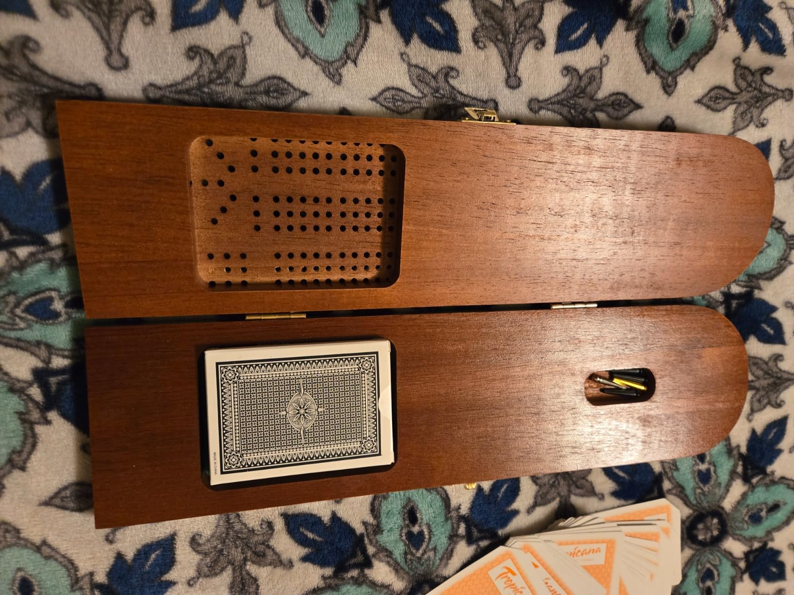 Juegoal Wood Cribbage Board Game Set 3 Tracks with Metal Pegs, Cards, Storage Area customer photo 2