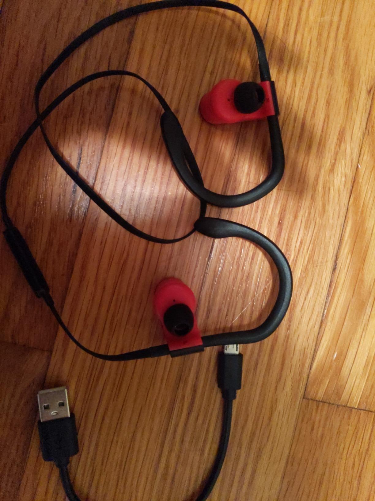 beats Powerbeats3 Wireless Ear-Hook Headphones Decade Collection Black/Red MRQ92 (Renewed) customer photo 2
