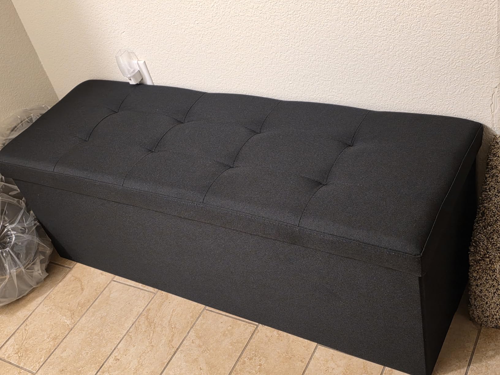 SONGMICS MAZIE Collection - 43 Inches Folding Storage Ottoman Bench, Ottoman Foot Rest, End of Bed Bench, Storage Chest, Load 660 lb customer photo 1