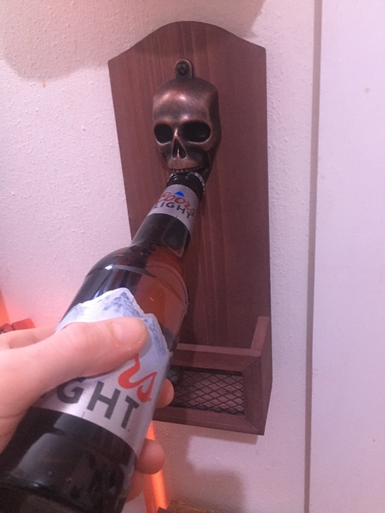Bottle Opener with Cap Collector Catcher,Vintage Wooden Wall Mounted Bottle Opener,Ideal Gift for Men and Beer Lovers, Use as Bar Decoration. customer photo 2