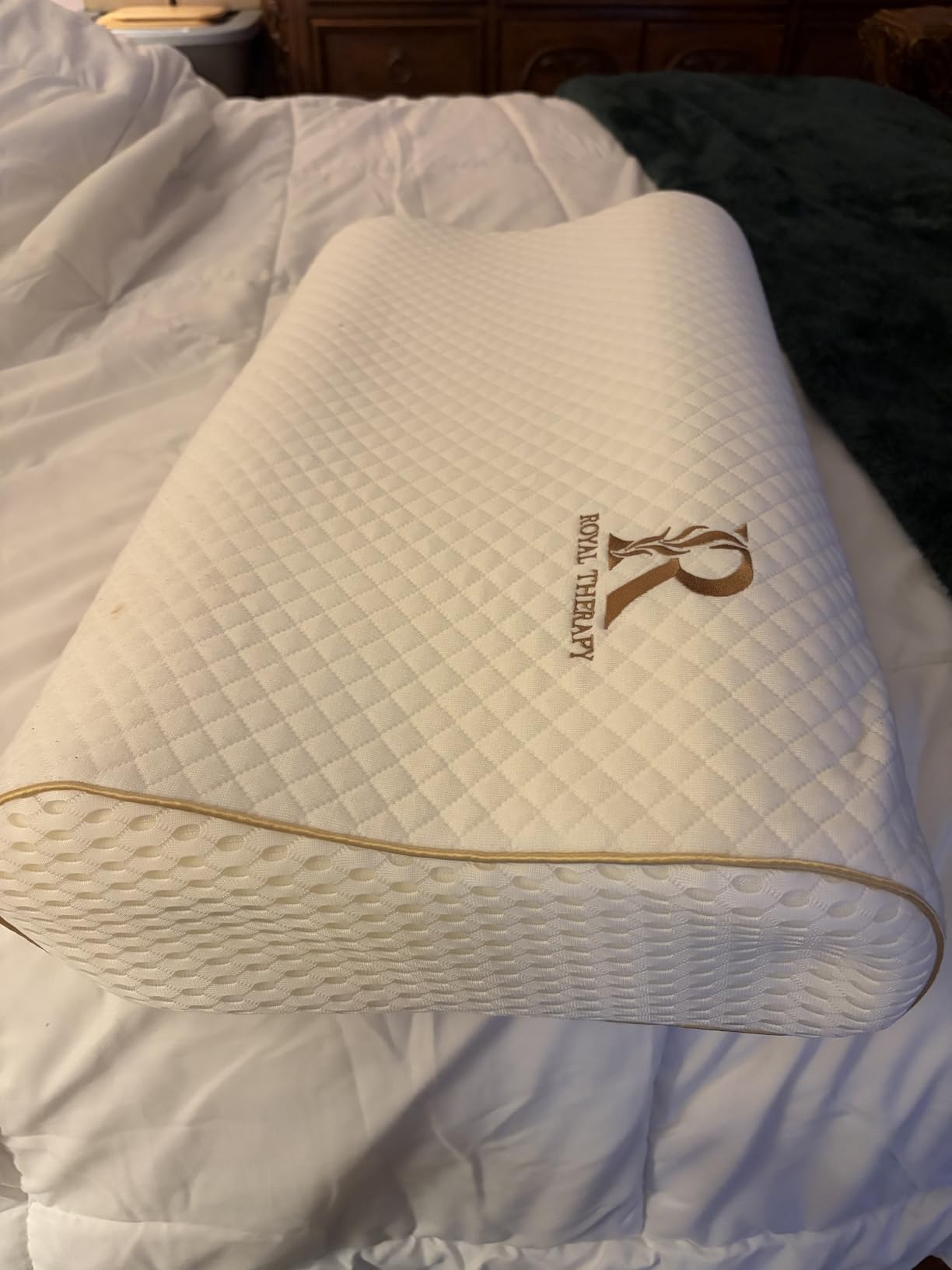 Royal Therapy Memory Foam Pillow, Queen Neck Pain Relief, Contour Cervical Pillow, for Neck and Shoulder Pain, Side, Back and Stomach Sleeper, 24x14x5 inches customer photo 1