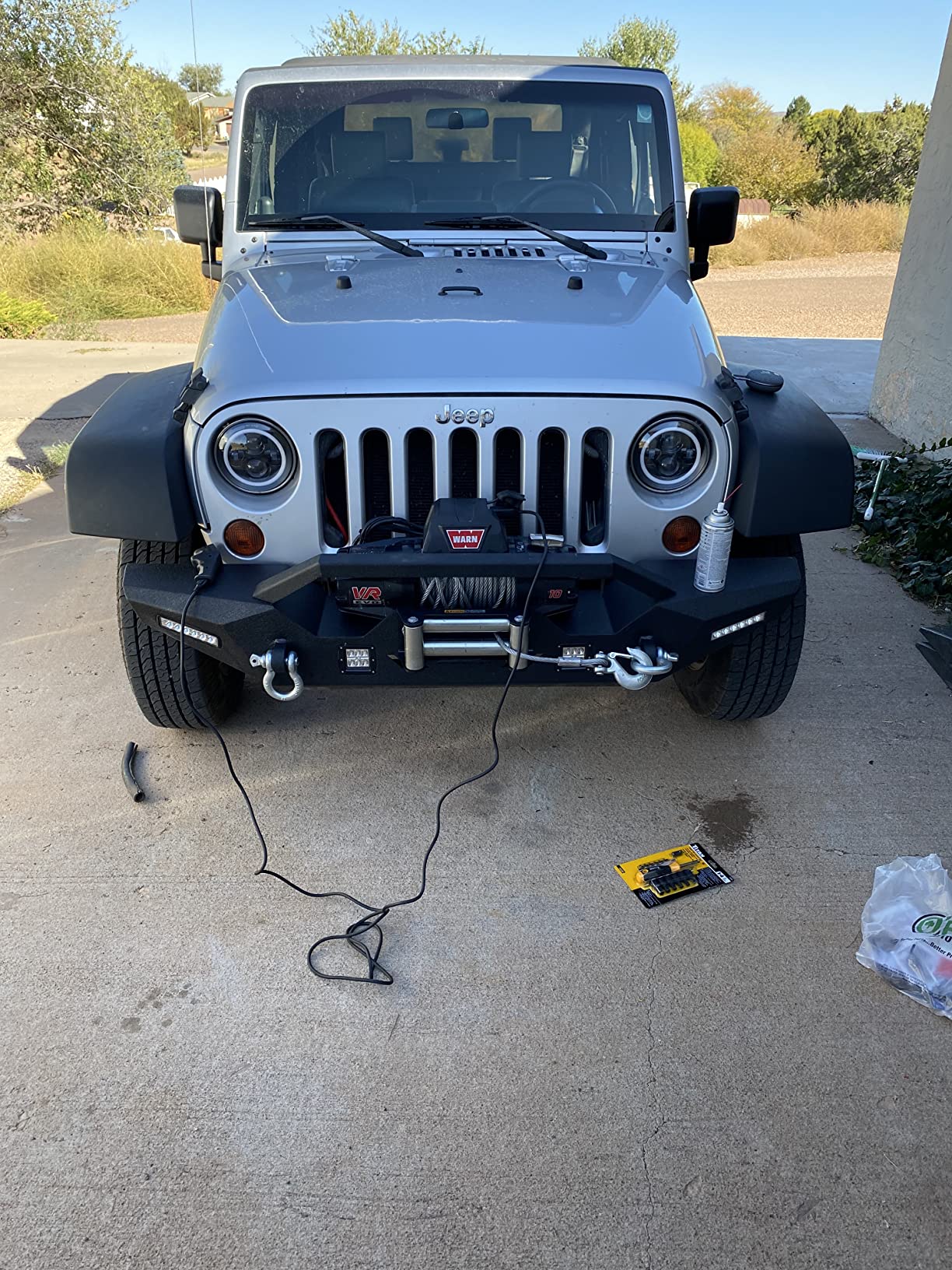 OEDRO Rear Bumper Compatible for 2007-2018 Jeep Wrangler JK Unlimited Rock Crawler with Hitch Receiver & LED Lights customer photo 2