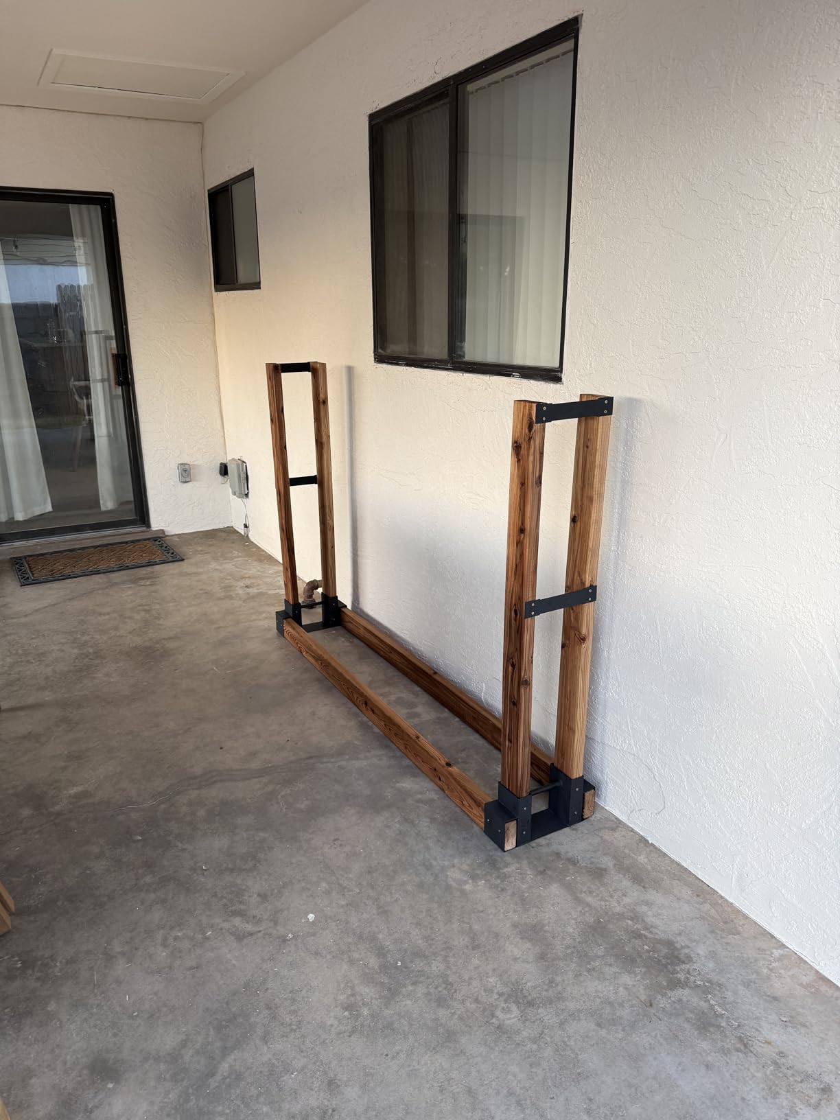 MOFEEZ Outdoor Firewood Log Storage Rack Bracket Kit, Fireplace Wood Storage Holder-Adjustable to Any Length customer photo 1