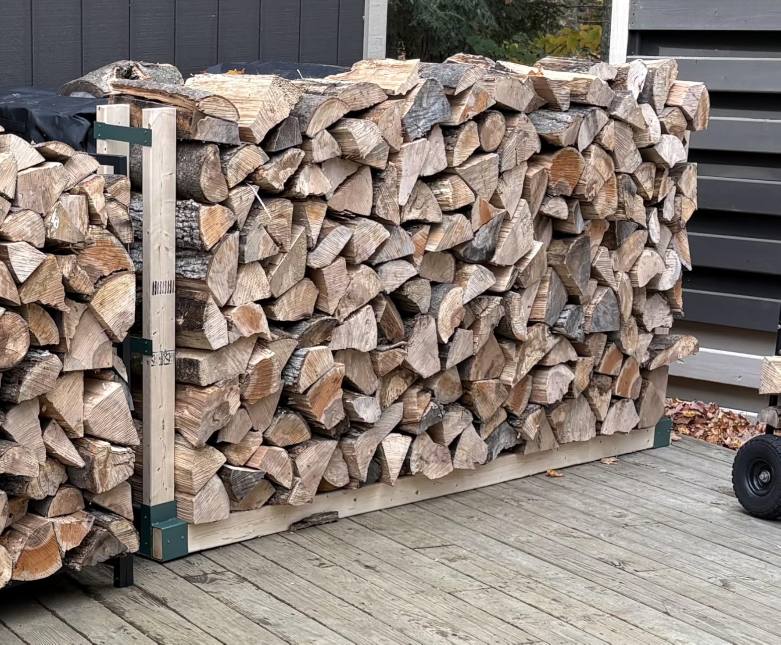 MOFEEZ Outdoor Firewood Log Storage Rack Bracket Kit, Fireplace Wood Storage Holder-Adjustable to Any Length customer photo 2