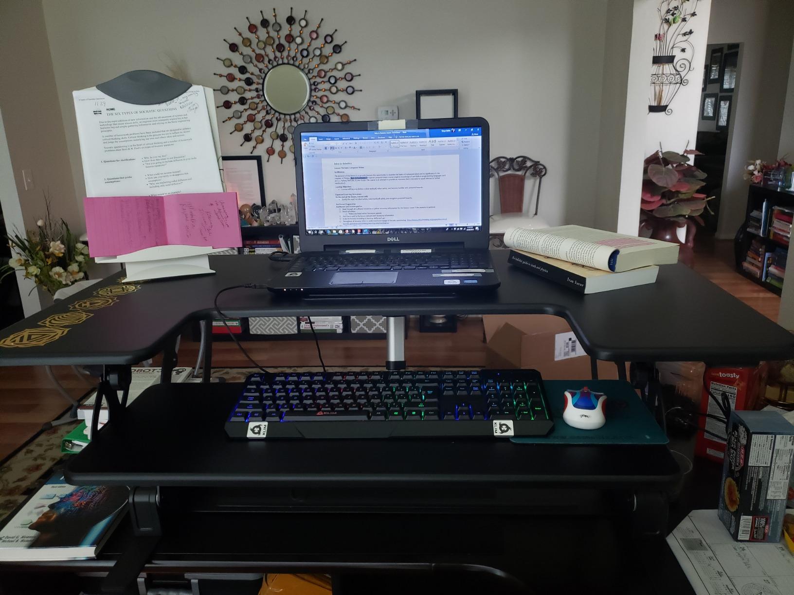 VIVO 42 inch Electric Height Adjustable Stand Up Desk Converter, VE Series, Sit to Stand Tabletop Dual Monitor Riser with USB Port, Black, DESK-V000VLE customer photo 1
