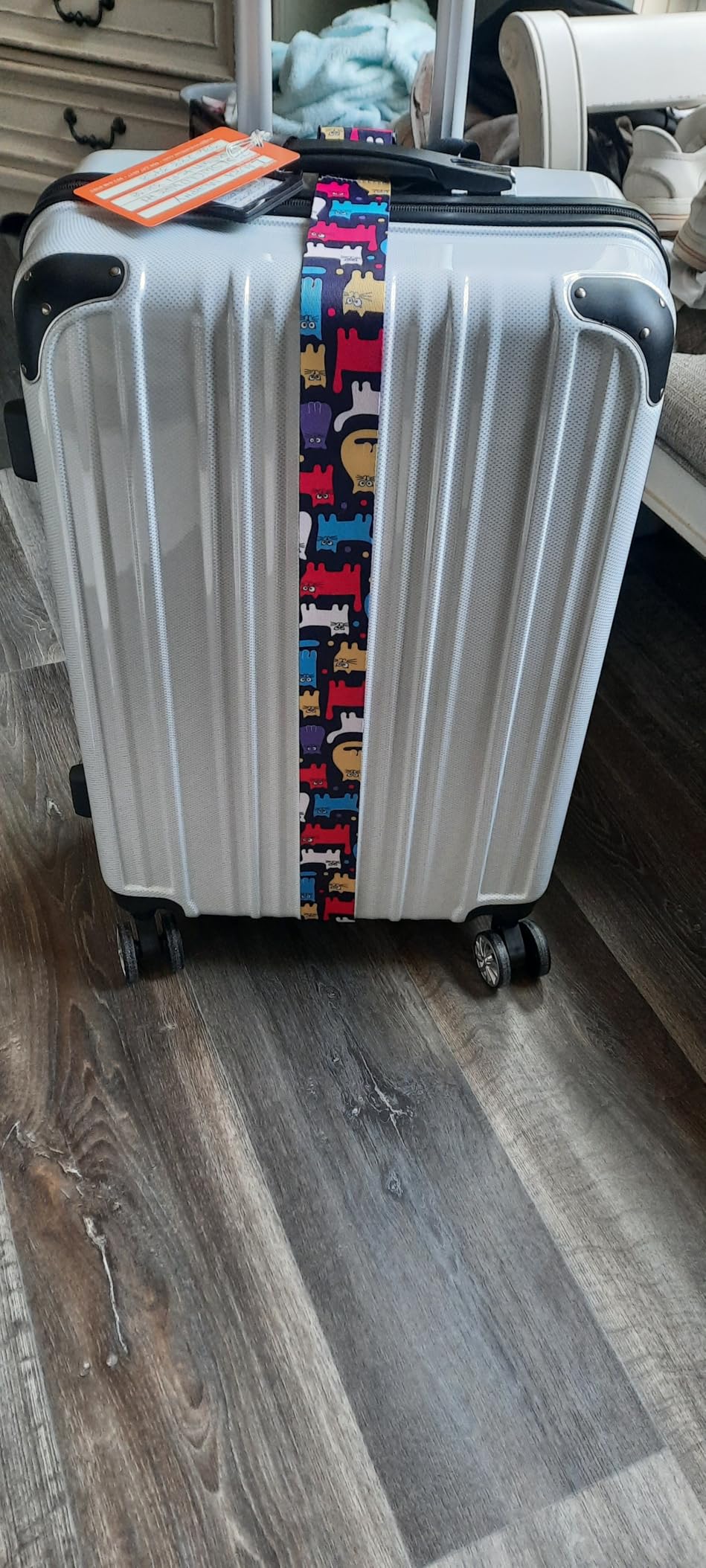 Luggage, Suitcase with Durable and Lightweight, Large Checked Luggage with PC+ABS Hardshell Expandable, Dual Spinner Wheels, TSA Lock, and YKK Zipper (white grid new, L(28in)) customer photo 2