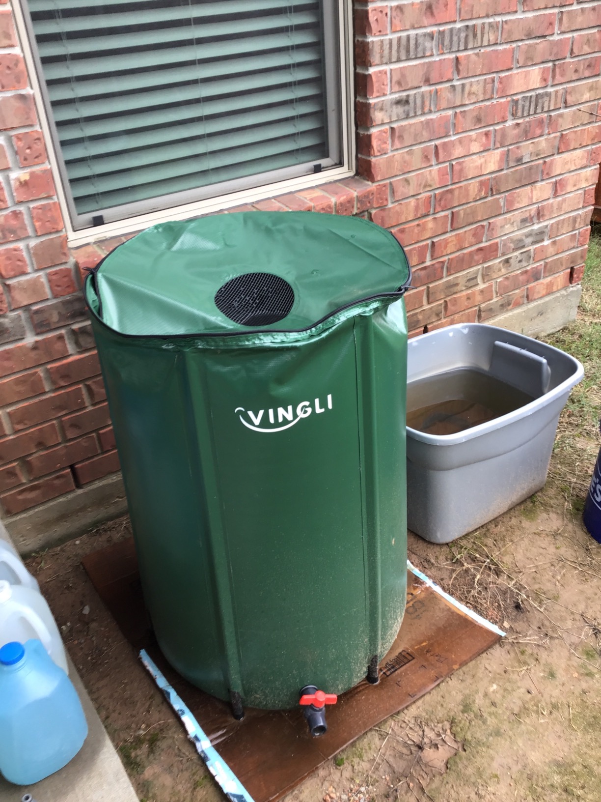 VINGLI 50 Gallon Collapsible Rain Barrel, Portable Water Storage Tank, Rainwater Collection System Downspout, Water Catcher Container with Filter Spigot Overflow Kit customer photo 2