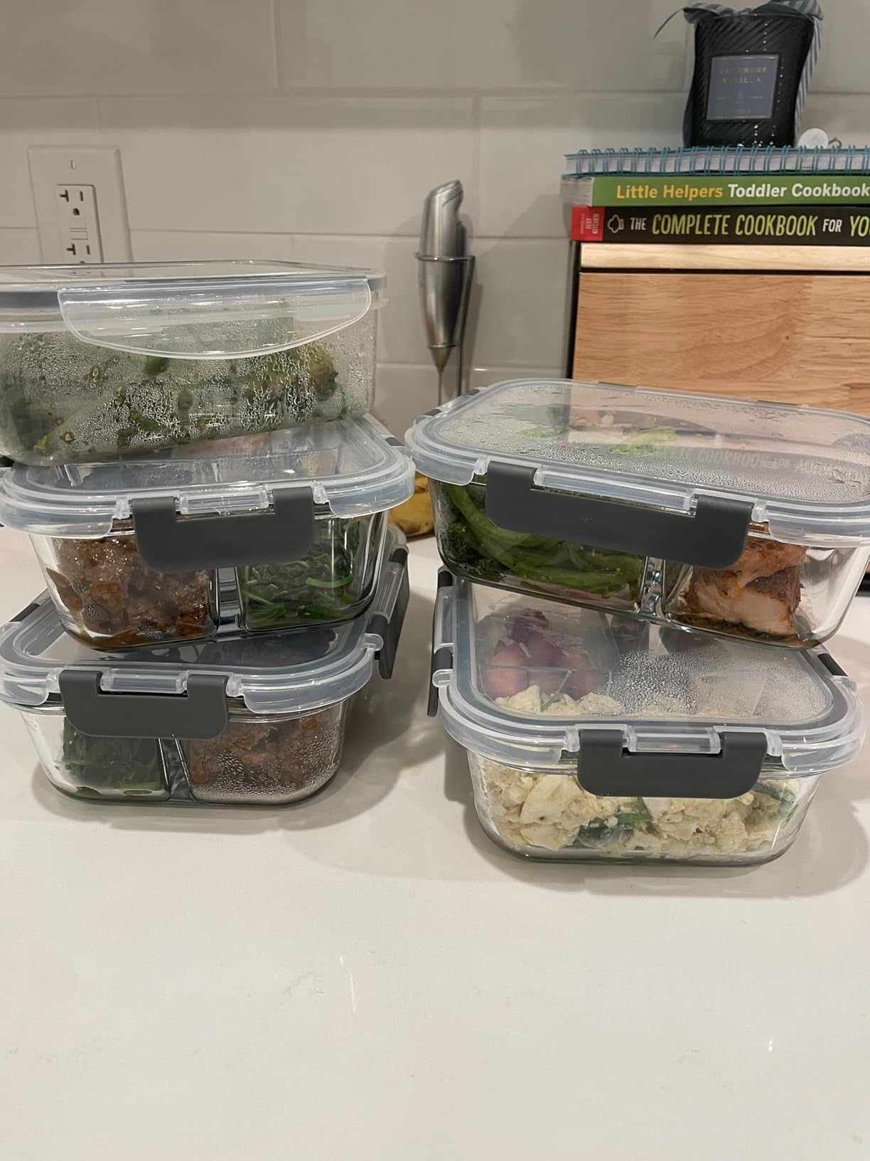 M MCIRCO [5-Pack, 36 oz] Glass Meal Prep Containers 3 Compartment with Lids, Glass Lunch Containers, Food Prep Lunch Box, Bento Box, Microwave, Oven, Freezer, Dishwasher (4.5 Cups) customer photo 1
