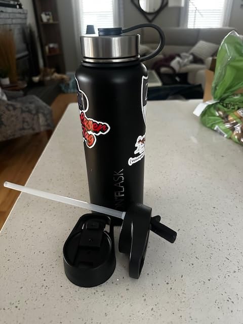 IRON °FLASK Camping & Hiking Hydration Flask with Straw, Wide Mouth Insulated Stainless Steel Sports Water Bottle - 40 oz Midnight Black customer photo 2