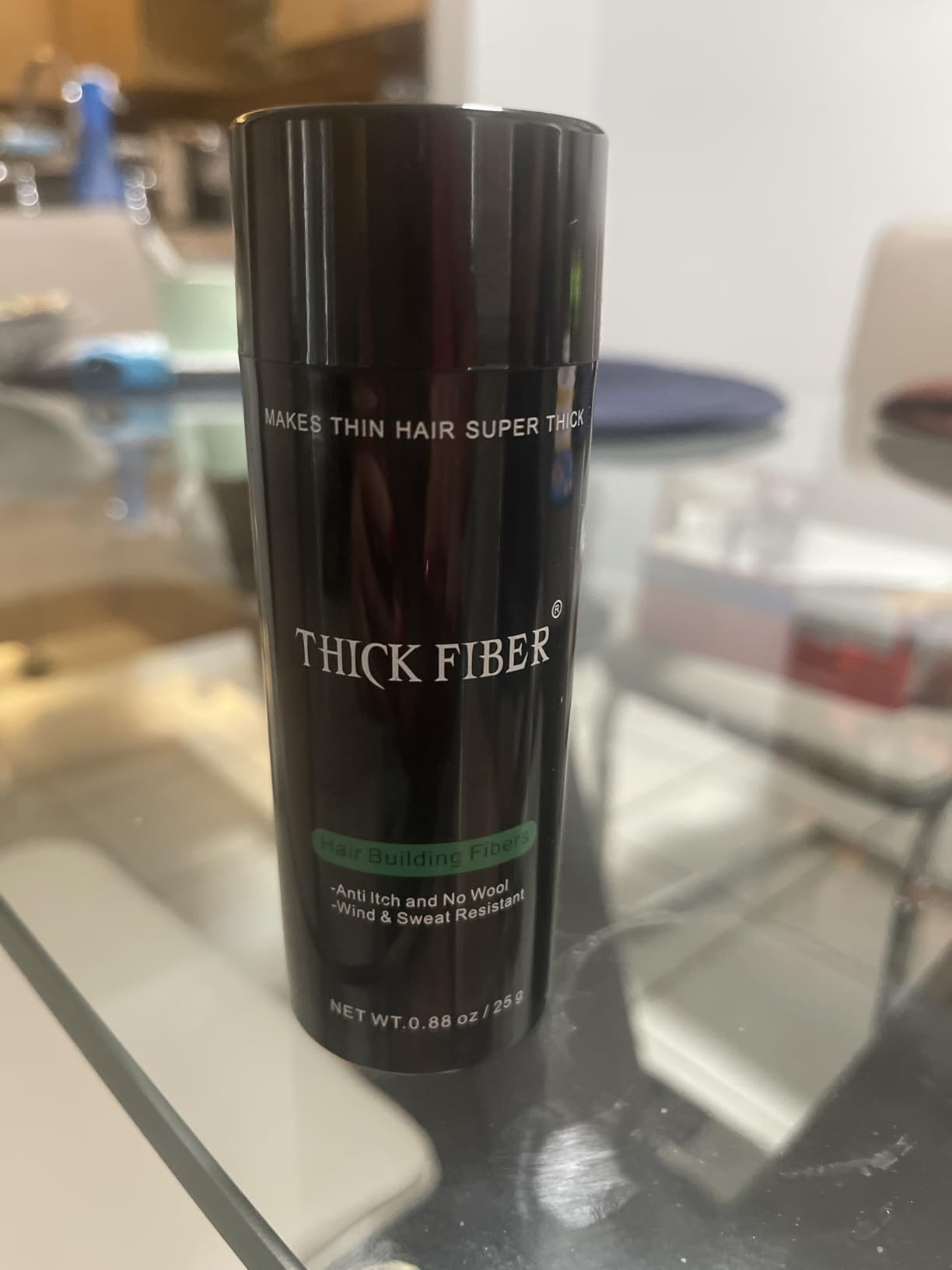 THICK FIBER Hair Fibers for Thinning Hair & Bald spots (DARK BROWN) - 25g Bottle - Conceals Hair Loss in Seconds customer photo 1