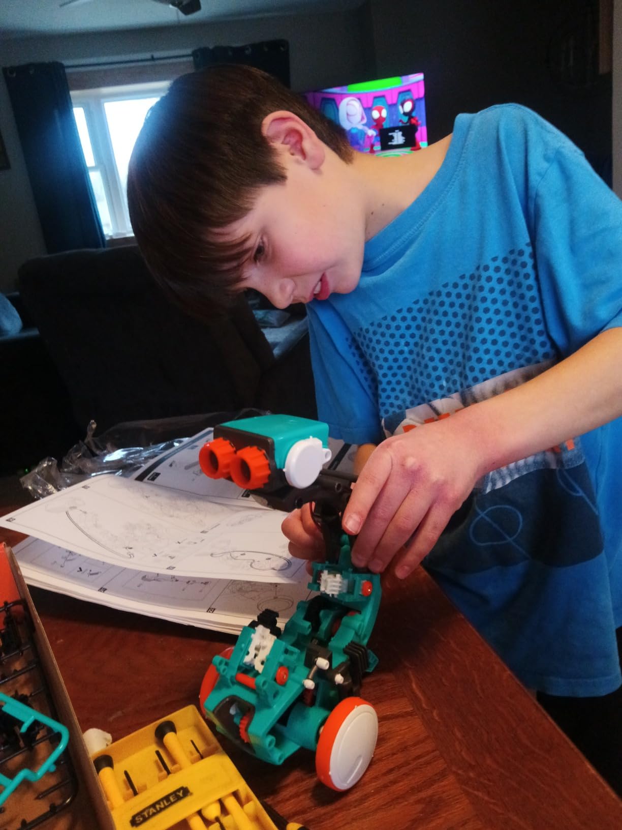 TEACH TECH Mech-5 STEM Coding Robot Building Kit for Kids Ages 10+ | Mechanical coding wheel programs the robot to throw, lift, kick, draw and perform other hands-on actions customer photo 2
