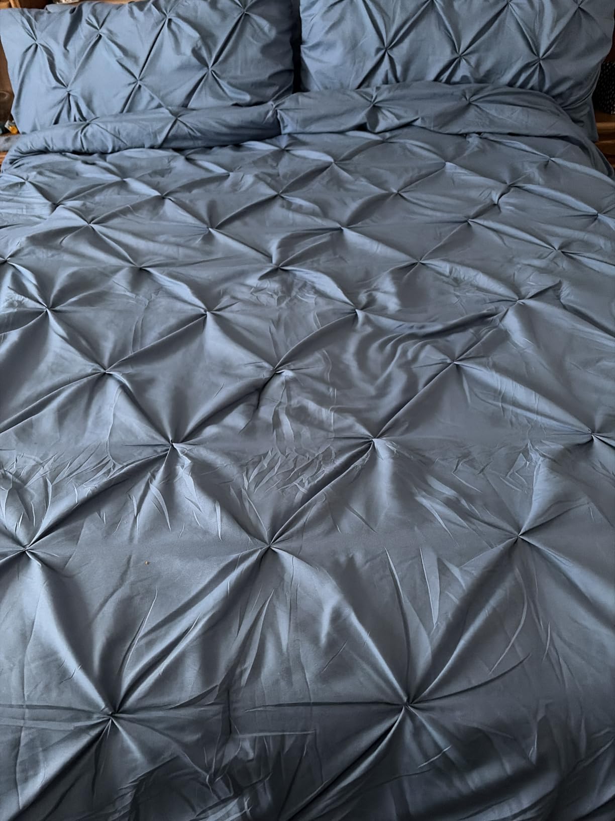 Bedsure Queen Comforter Set Grey - Bed in a Bag Queen Size Bedding 7 Pieces, GentleSoft Pintuck Bed Set Gift for Family, Pinch Pleat All Season Comforter with Sheets, Pillowcases & Shams customer photo 1