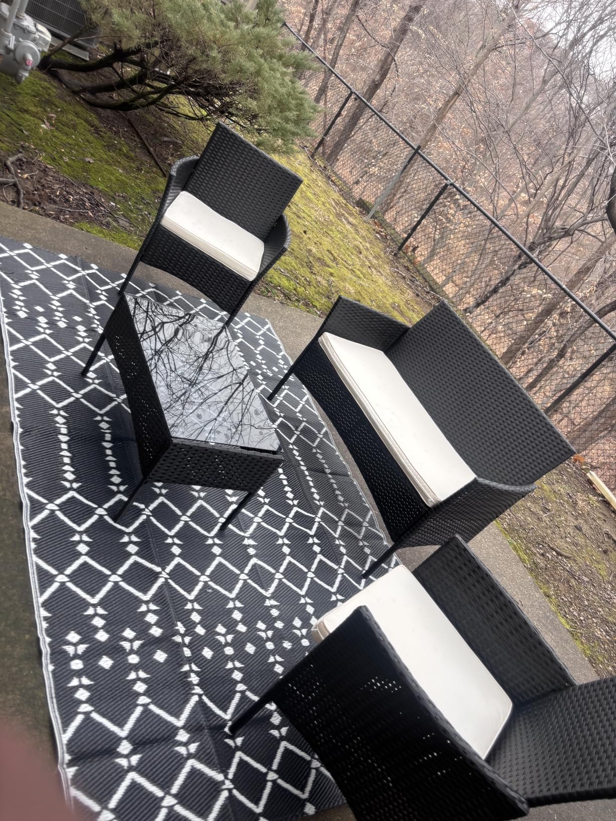 FDW 4-Piece Patio Furniture Set, Black Outdoor Wicker Furniture with Coffee Table, Modern Rattan Chairs Conversation Set, Outdoor Seating, Weather-Resistant, for Porch, Garden, Lawn customer photo 2