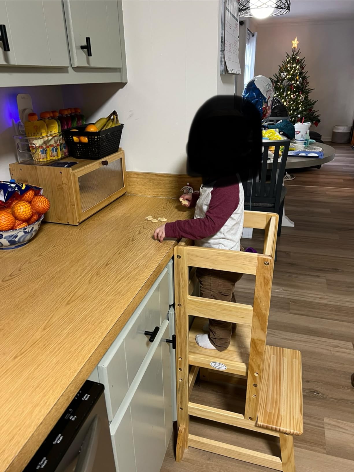 SDADI Mother's Helper Adjustable Height Step Stool Safety Counter Level Learning Toddler Tower for Kitchen and Bathroom, Natural customer photo 2