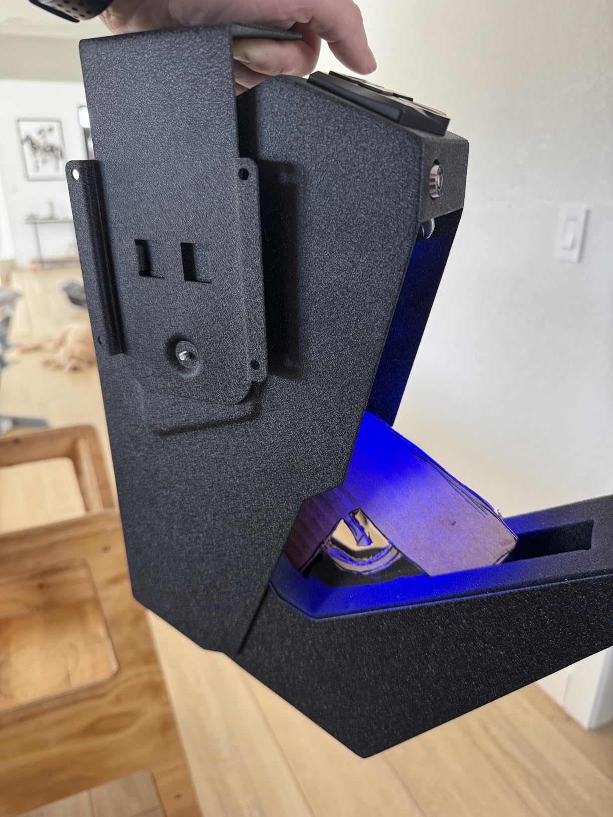 RPNB Mounted Gun Safe,California DOJ Certified Handgun Safe, Auto Open Lid Smart Pistol Safe with Biometric Fingerprint or Keypad Lock customer photo 2
