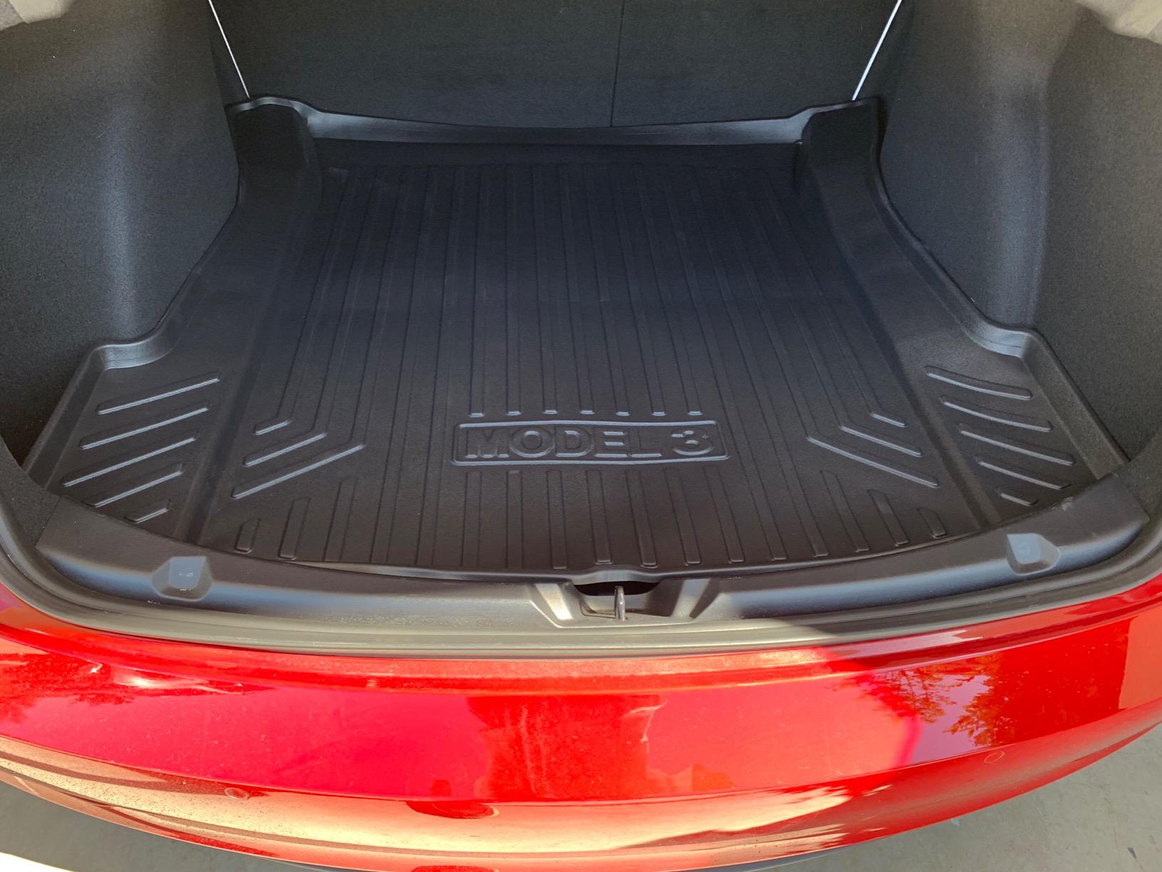 Mixsuper Custom Fit Cargo Liner for 2017-2023 Tesla Model 3, All Weather Trunk Mat Durable 3D Upgrade Anti-Slip Rear Trunk Liner Cargo Mat Black customer photo 2