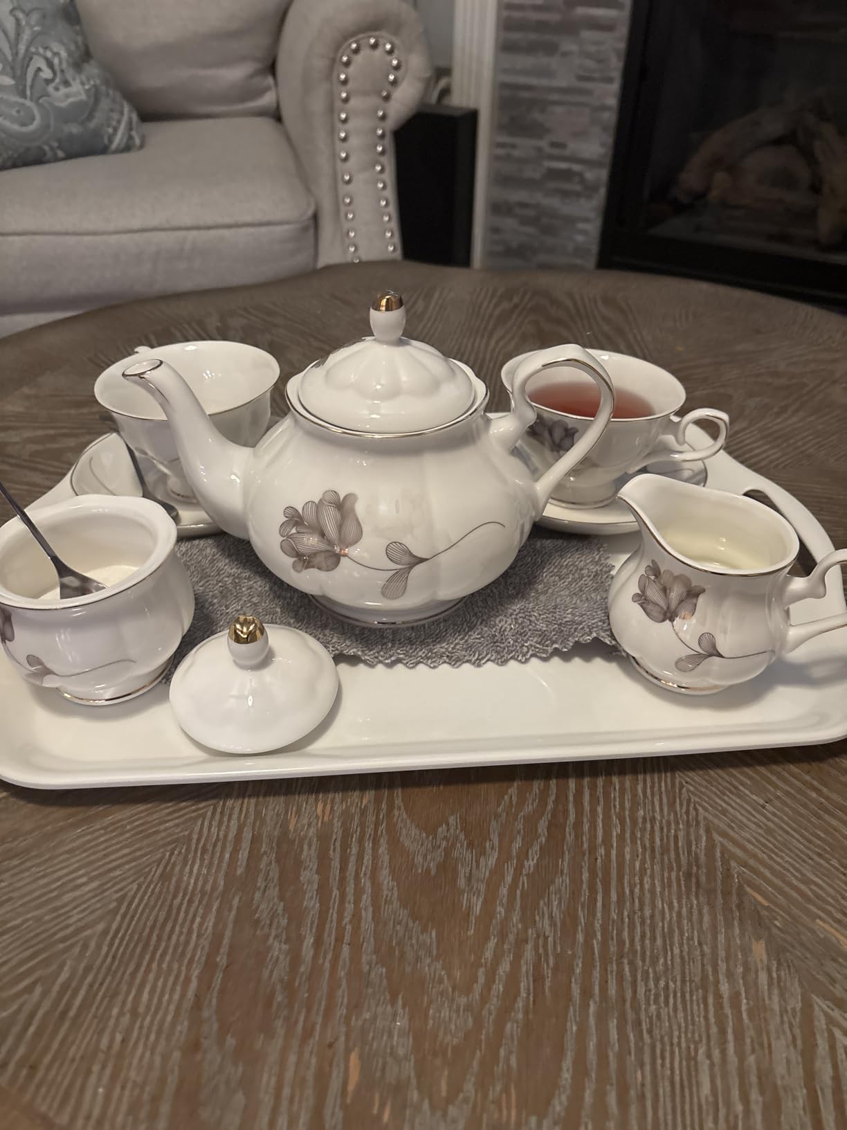 CHENP.HMC Porcelain Ceramic 22-Piece Tea Set, Teapot and Cup Set, 30.7 Ounces, for 6, Gift Sets, Tea or Coffee Lovers, Wedding, Birthday customer photo 1