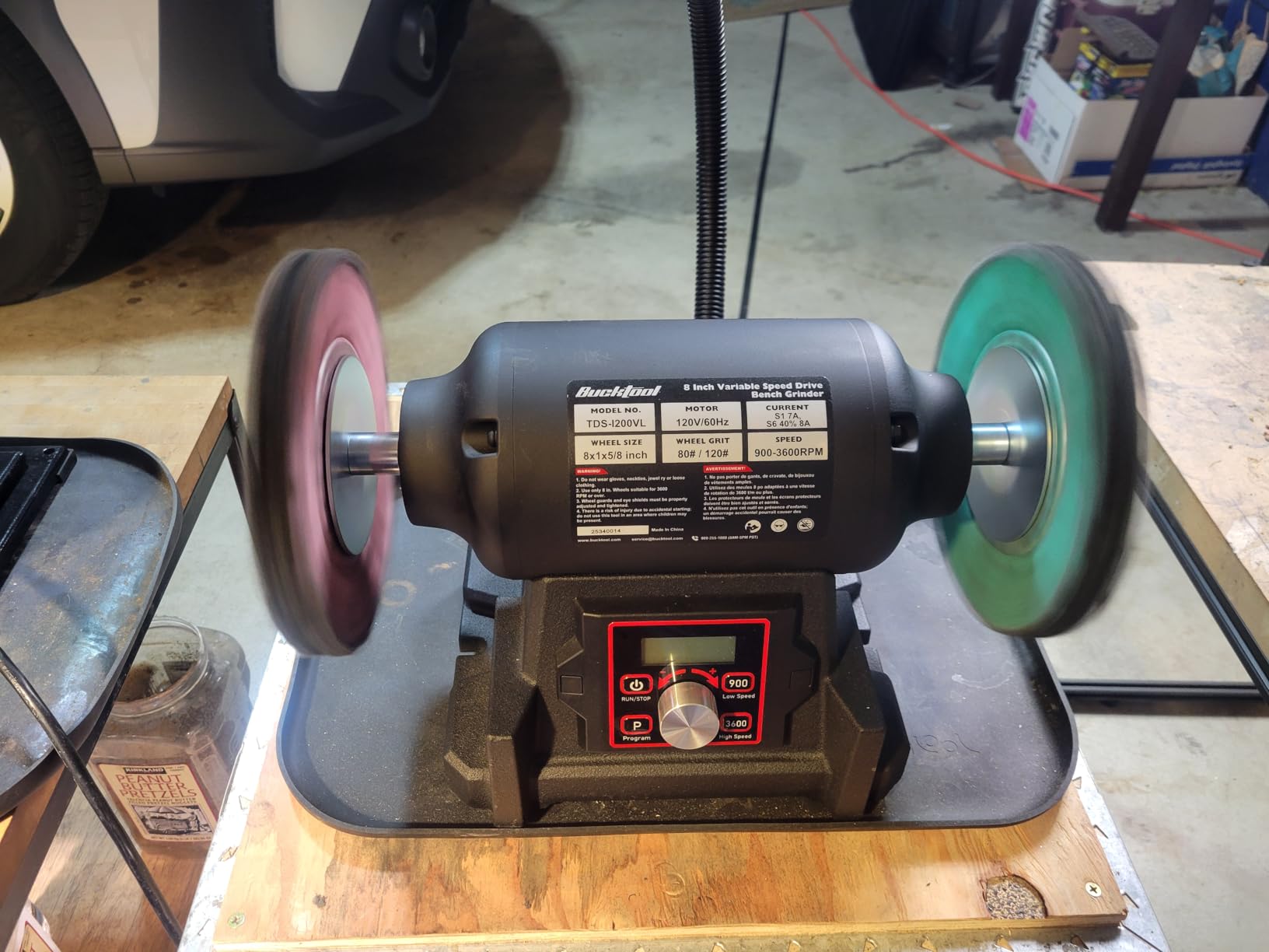BUCKTOOL 8 inch Dual Speed Bench Grinder & Buffer, Professional Low High Speed Bench Grinder Buffer with Cast Iron Base TDS-200DS customer photo 1