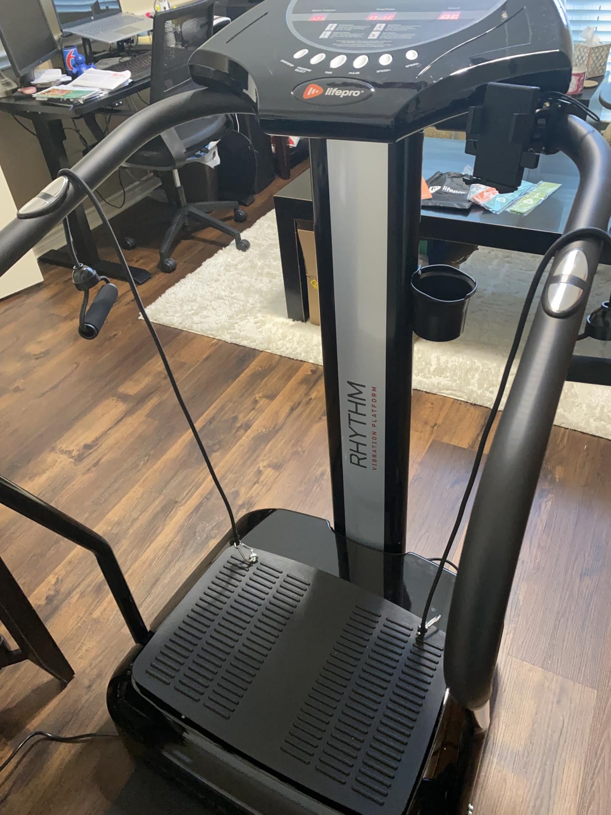 Lifepro Rhythm Vibration Plate Exercise Machine - Whole Body Vibration Platform Machine for Lymphatic Drainage with Handles, 99 Speeds & Heart Rate Monitor - Standing Vibrating Platform for Home Gym customer photo 2