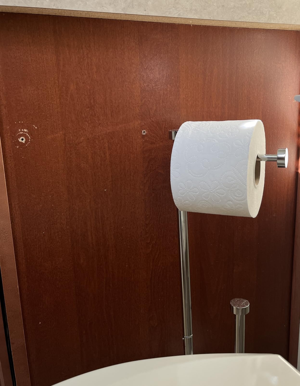 SunnyPoint Free Standing Bathroom Toilet Paper Holder Stand with Reserve, Reserve Area has Enough Space for Jumbo Roll customer photo 2
