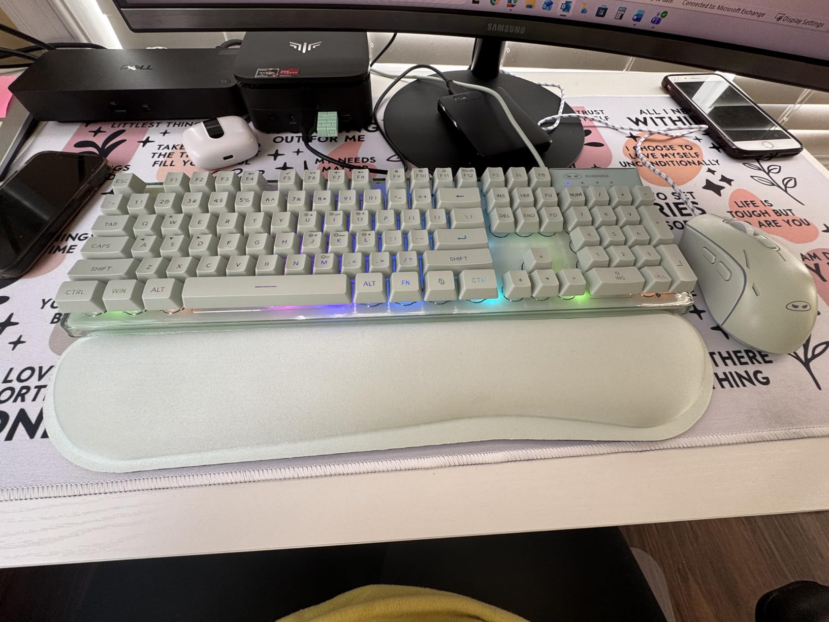 Gaming Keyboard and Mouse Combo, K1 RGB LED Backlit Keyboard with 104 Key for PC/Laptop (White) customer photo 1