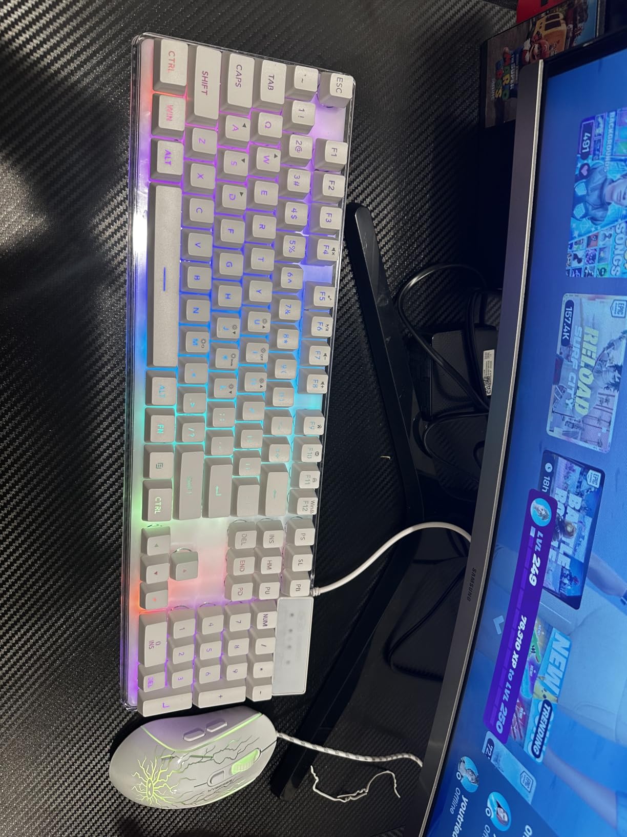 Gaming Keyboard and Mouse Combo, K1 RGB LED Backlit Keyboard with 104 Key for PC/Laptop (White) customer photo 2