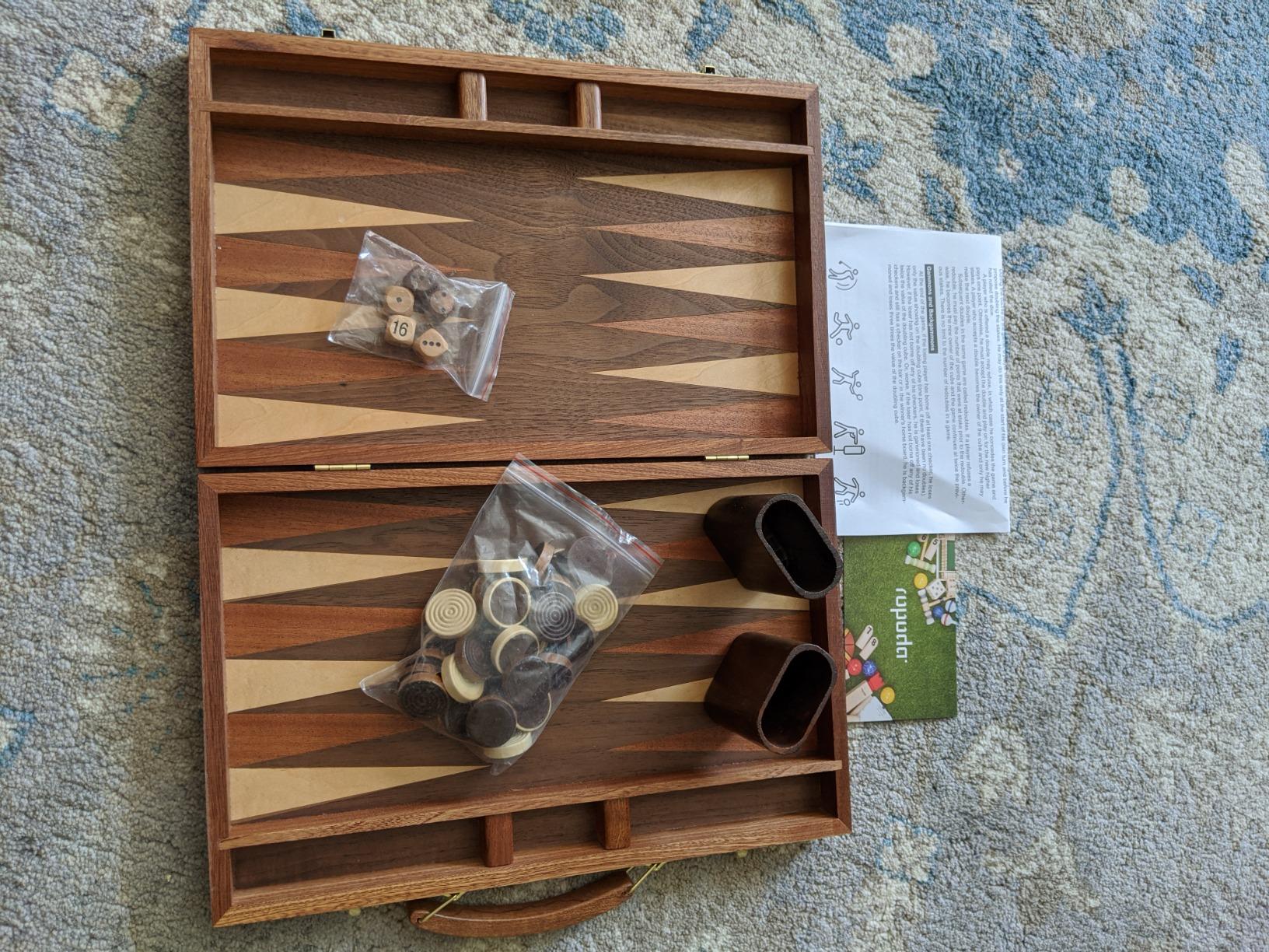 ropoda Sapele Wood Backgammon Board Game Set (15 Inches) for Adults and Kids - Classic Board Strategy Game - Portable and Travel Backgammon Set with Wooden Playing Pieces and Accessories customer photo 2