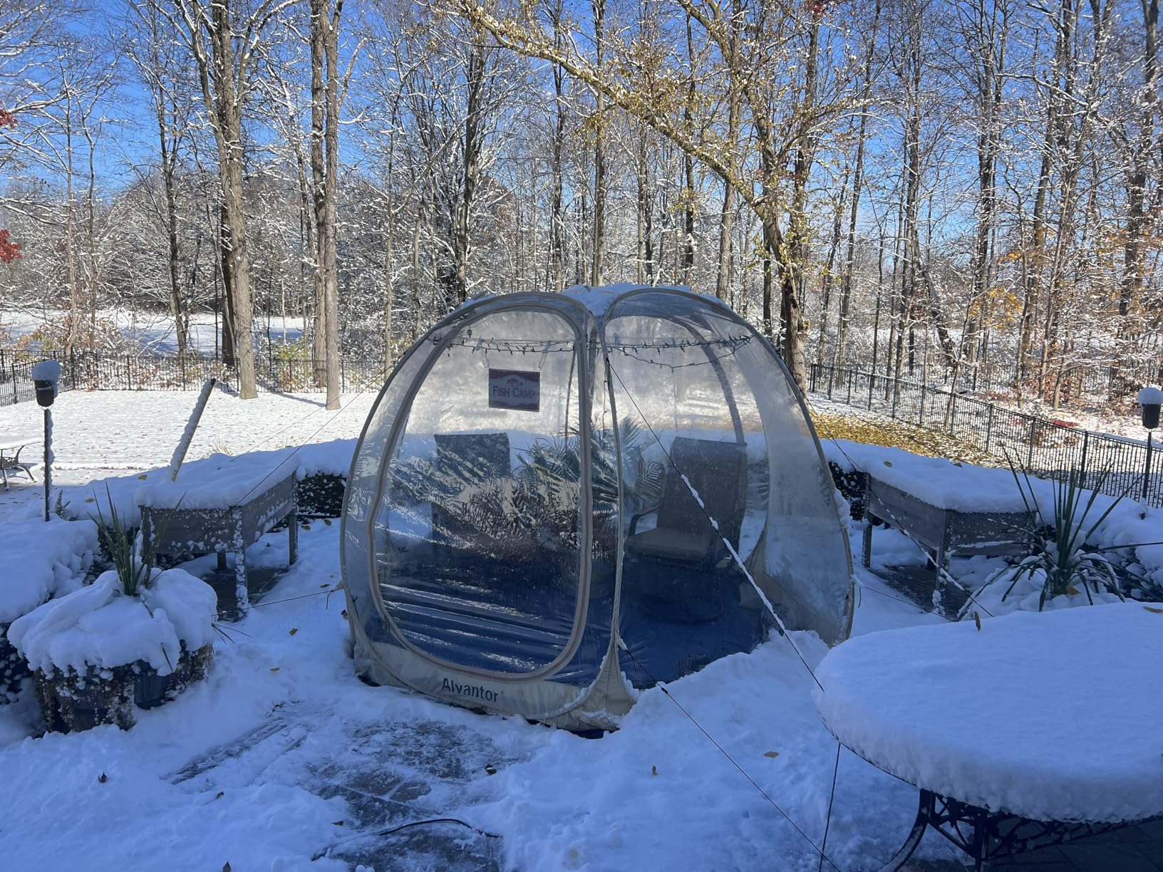 Alvantor® Pop Up Bubble Tent® - 15' x 15' Instant Igloo Tent® - 12-15 Person Screen House for Patios - Large Oversize Weather Proof Pod - Cold Protection Camping - Beige customer photo 1