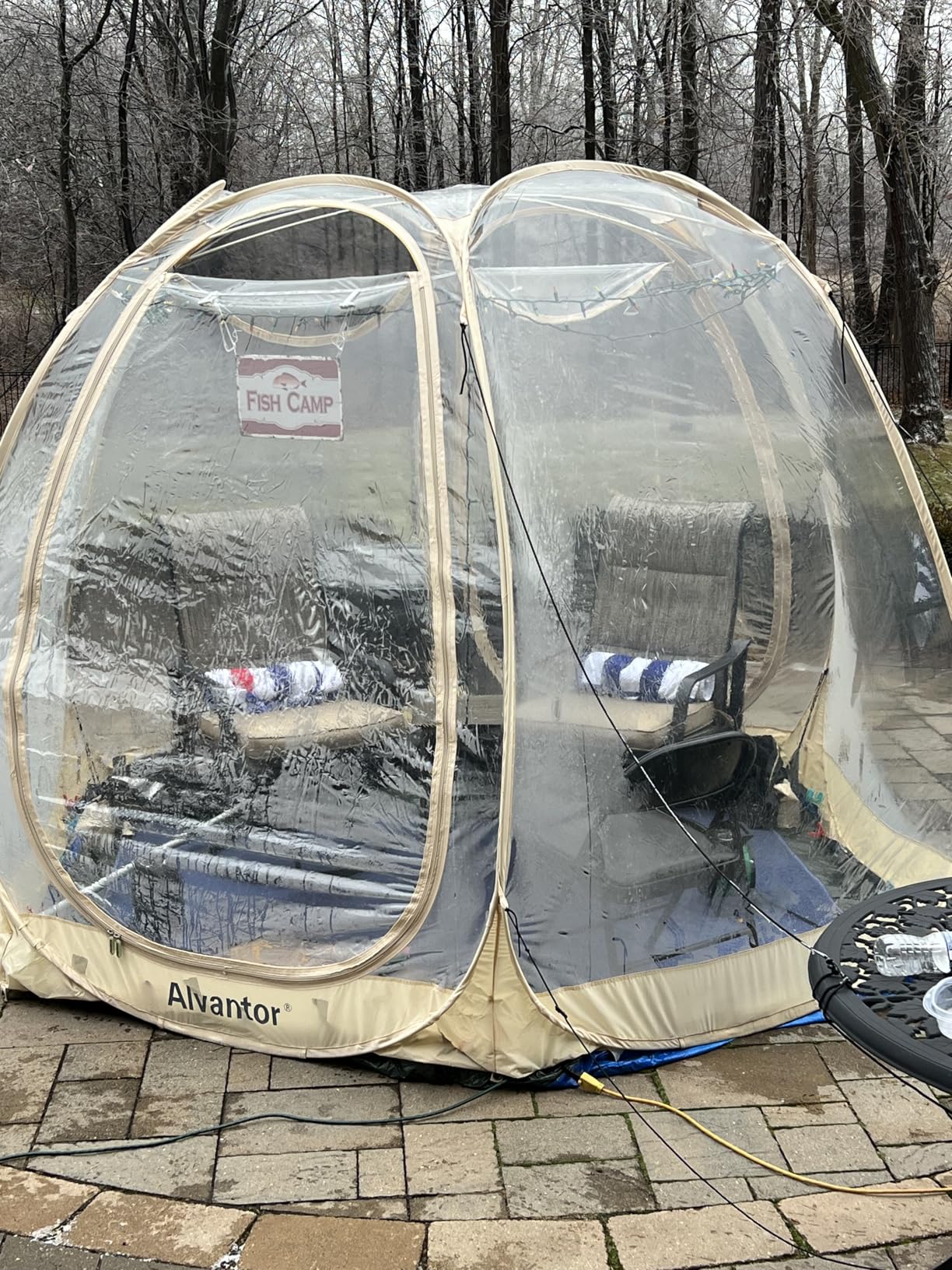 Alvantor® Pop Up Bubble Tent® - 15' x 15' Instant Igloo Tent® - 12-15 Person Screen House for Patios - Large Oversize Weather Proof Pod - Cold Protection Camping - Beige customer photo 2